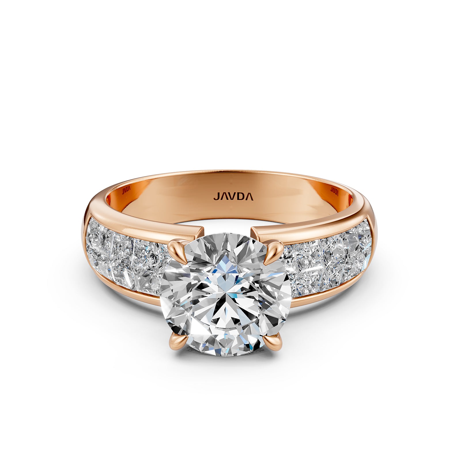 Women's Lab Grown Diamond Engagement Ring 2.36 Ctw IGI Certified | Invisible Princess & Round Cut | 14k/18k White, Yellow, Rose Gold & Platinum