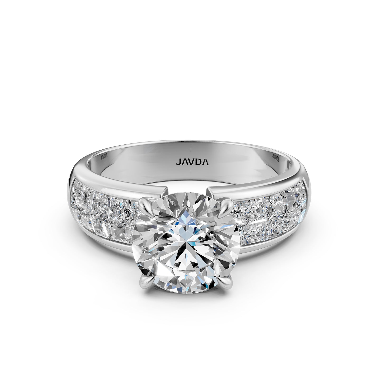 Women's Lab Grown Diamond Engagement Ring 2.36 Ctw IGI Certified | Invisible Princess & Round Cut | 14k/18k White, Yellow, Rose Gold & Platinum