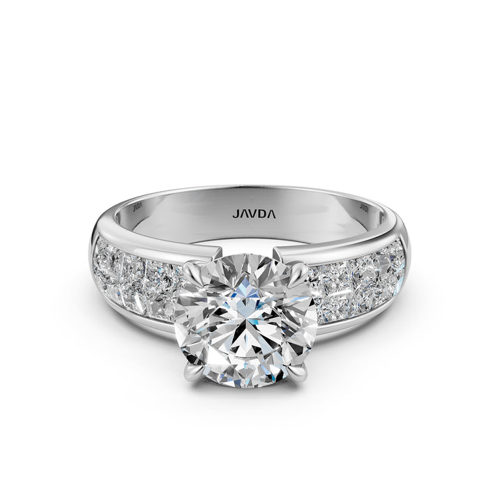 Round Shape Lab Grown Diamond Women's Engagement Invisible Set Ring