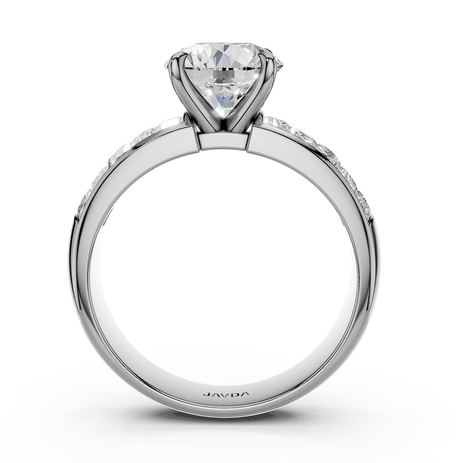 Round Shape Lab Grown Diamond Women's Engagement Invisible Set Ring