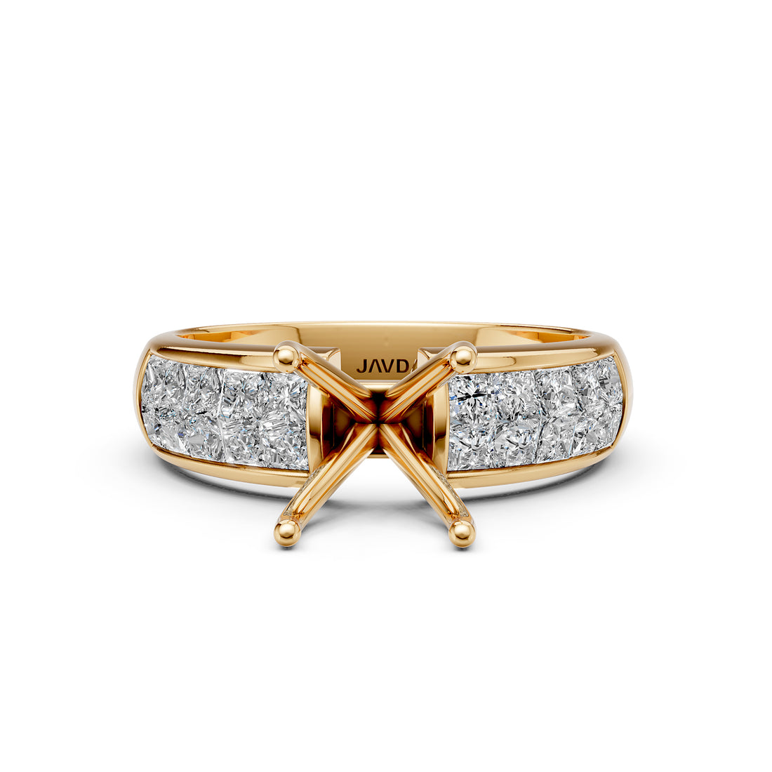 Women's Lab Grown Diamond Engagement Invisible Set Semi Mount Ring 0.86 Ct.