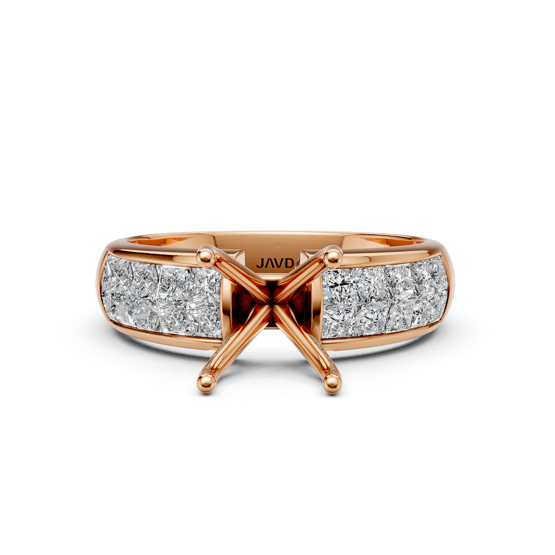 Women's Lab Grown Diamond Engagement Invisible Set Semi Mount Ring 0.86 Ct.