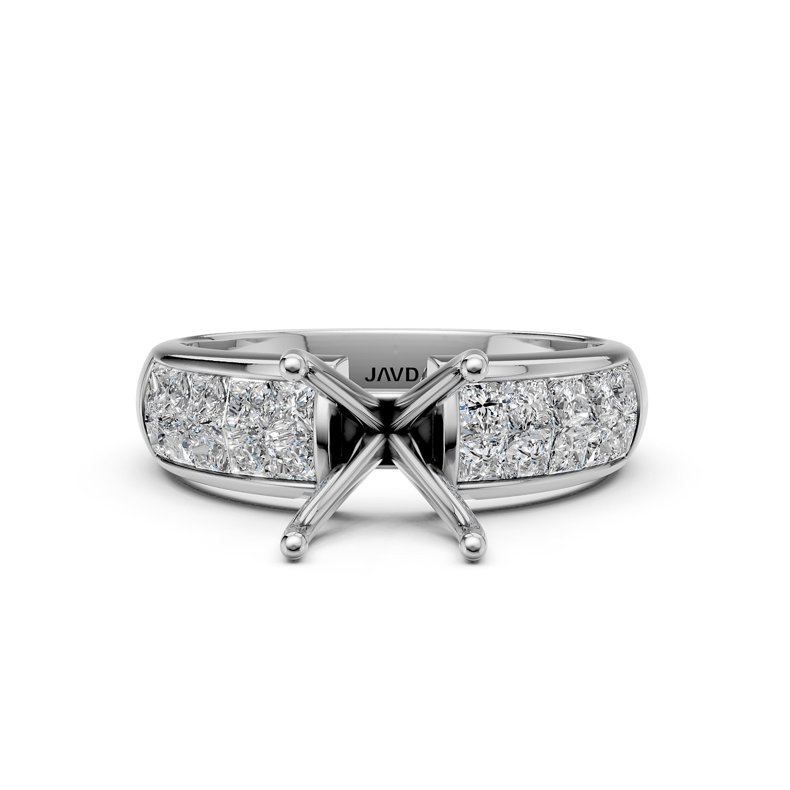 Women's Lab Grown Invisible Set Semi Mount Diamond Ring 0.86 Ct