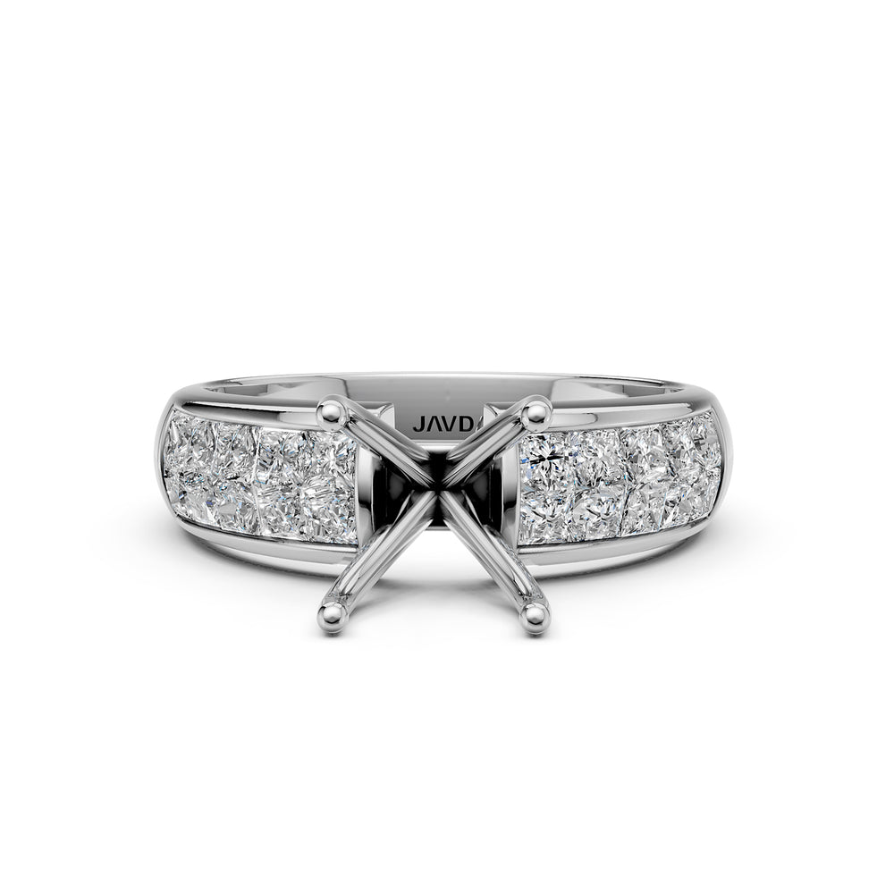 Women's Lab Grown Invisible Set Semi Mount Diamond Ring 0.86 Ct