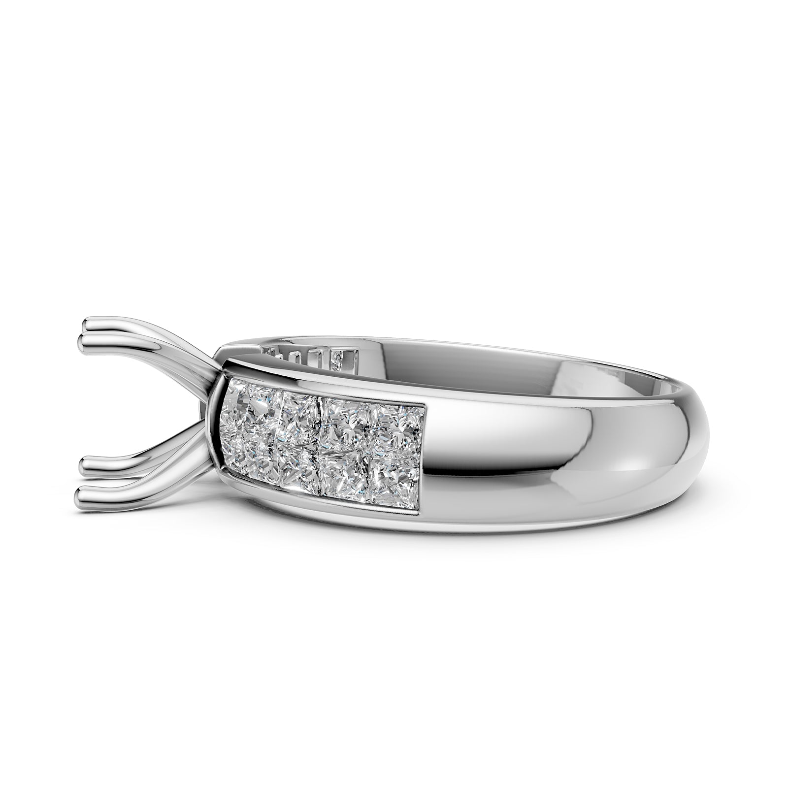 Women's Lab Grown Invisible Set Semi Mount Diamond Ring 0.86 Ct