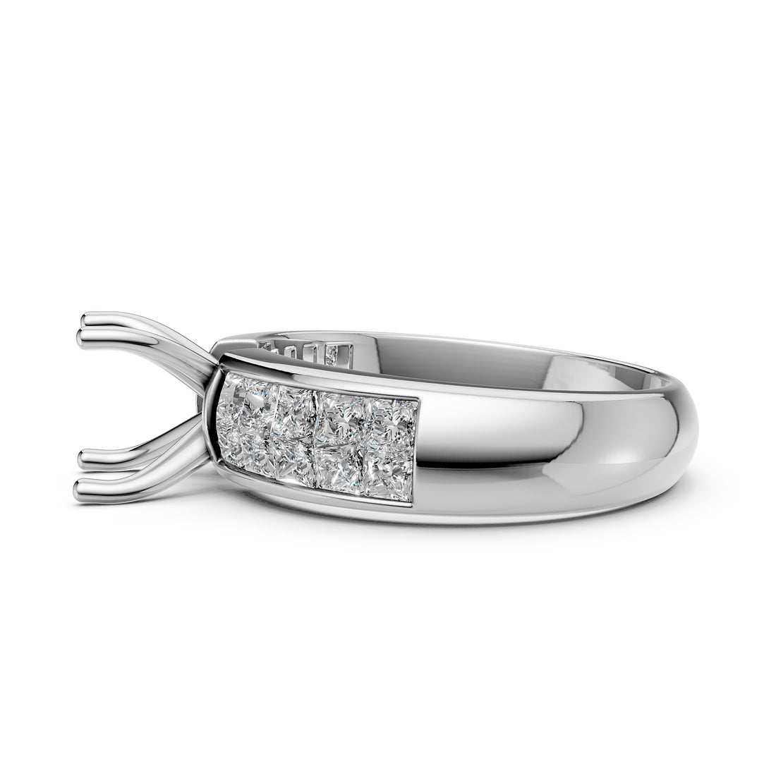 Women's Lab Grown Diamond Engagement Invisible Set Semi Mount Ring 0.86 Ct.