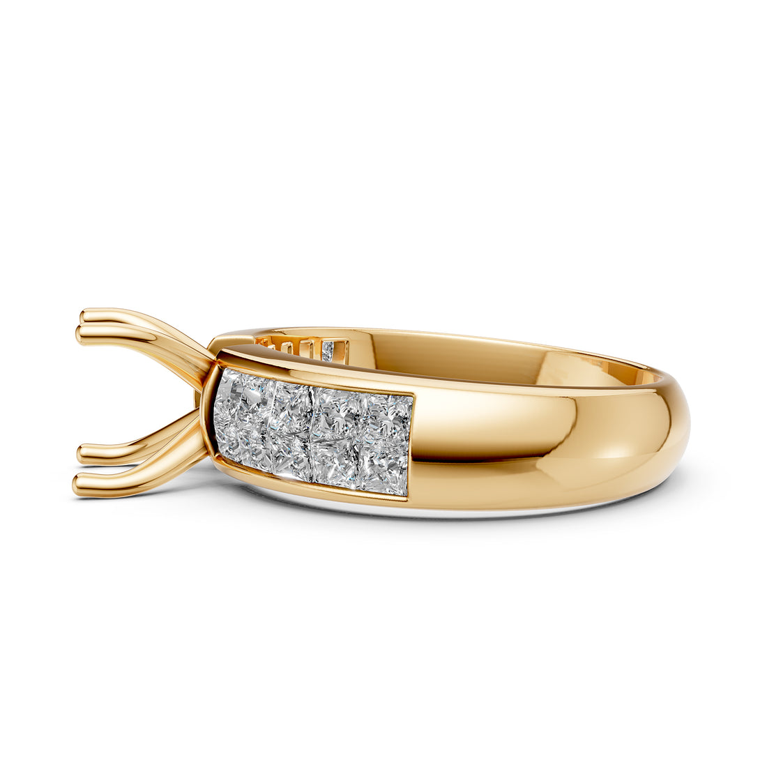 Women's Lab Grown Diamond Engagement Invisible Set Semi Mount Ring 0.86 Ct.