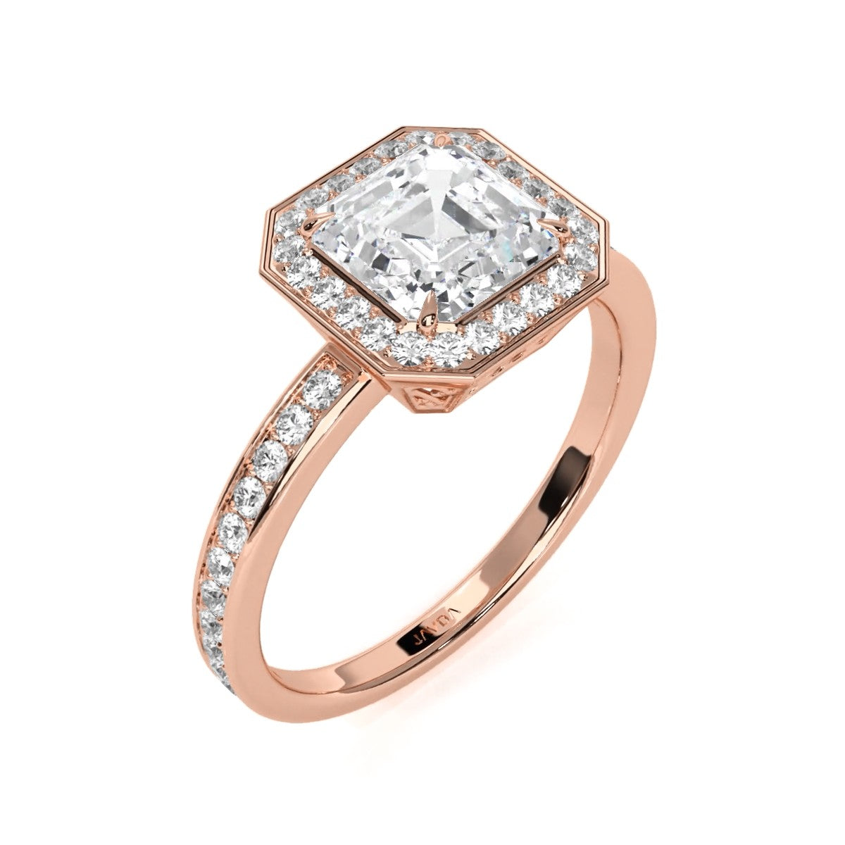IGI Certified Asscher Lab Grown Diamond Engagement Ring Halo Setting 2.50 Ctw.