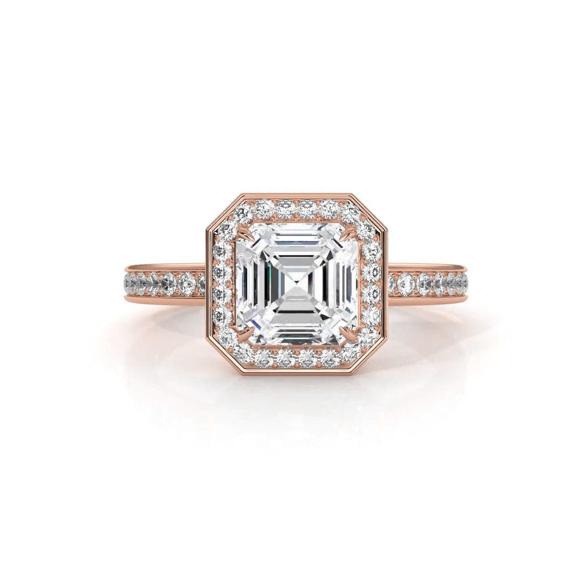 IGI Certified Asscher Lab Grown Diamond Engagement Ring Halo Setting 2.50 Ctw.