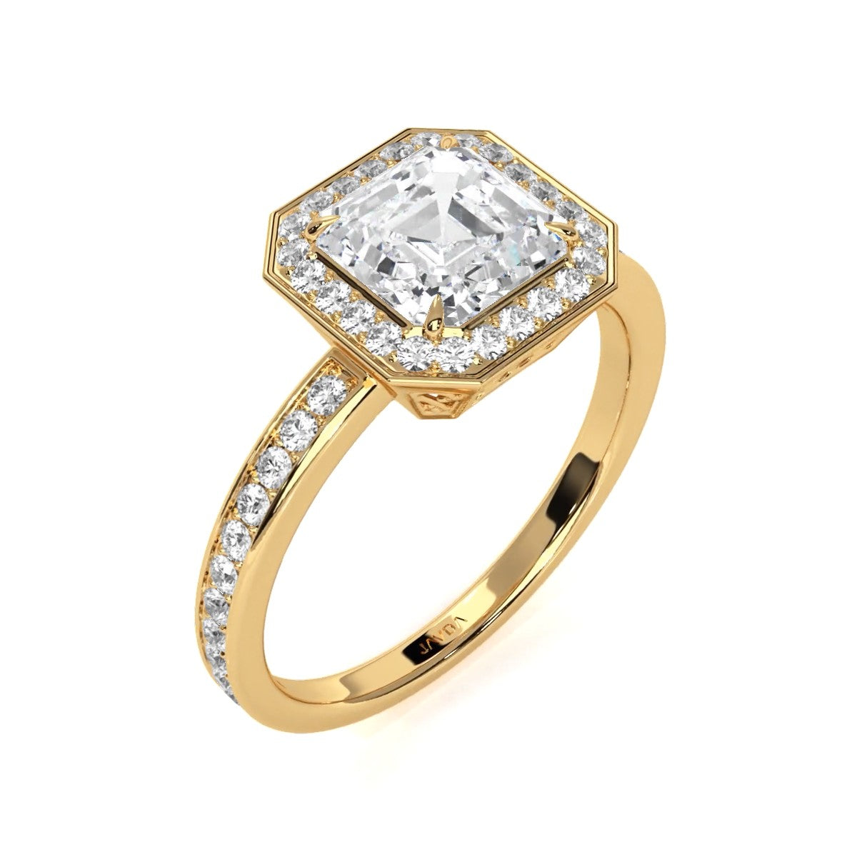 IGI Certified Asscher Lab Grown Diamond Engagement Ring Halo Setting 2.50 Ctw.