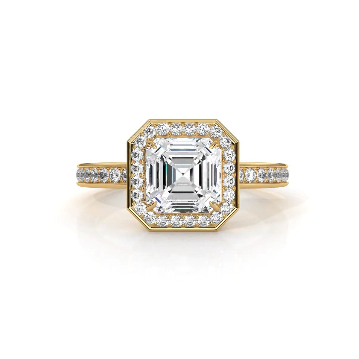 IGI Certified Asscher Lab Grown Diamond Engagement Ring Halo Setting 2.50 Ctw.