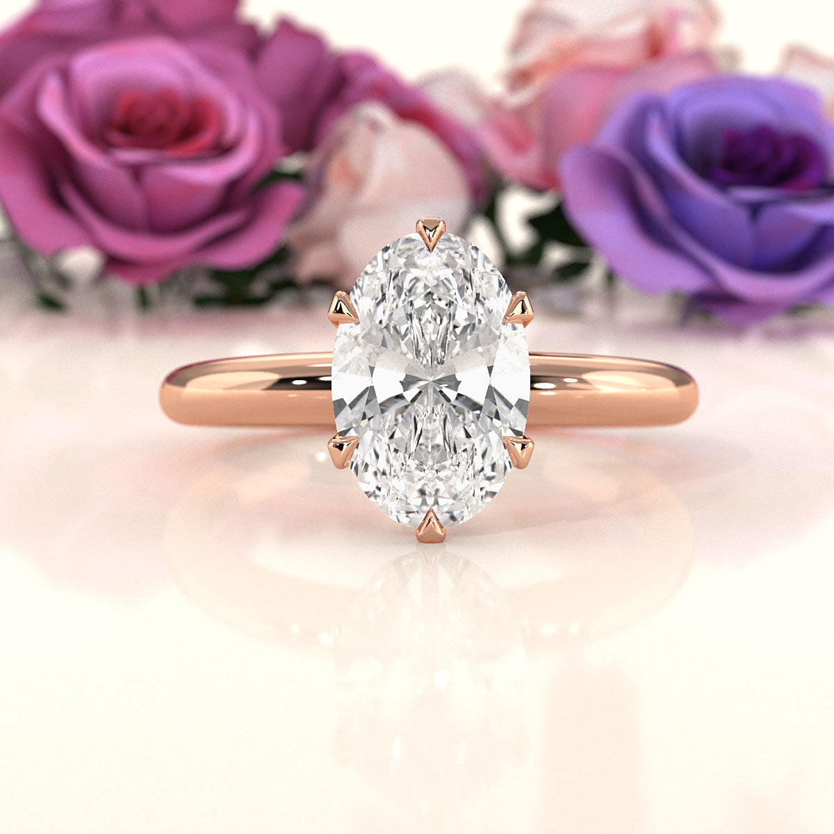 4g Lab Grown Round Diamond Engagement Solitaire 6 Prong Ring Setting IGI Certified 1.00 Ctw.