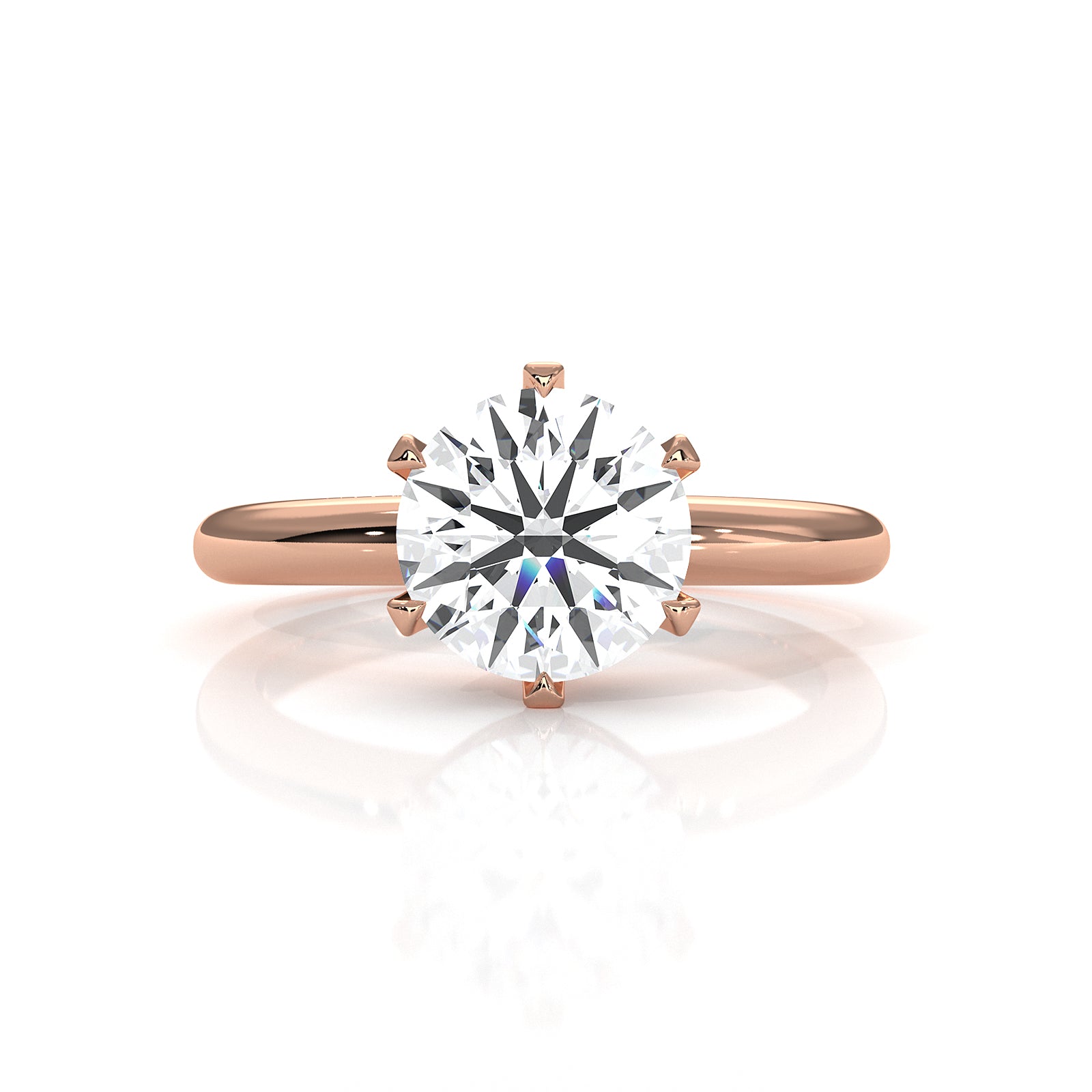 4g Lab Grown Round Diamond Engagement Solitaire 6 Prong Ring Setting IGI Certified 1.00 Ctw.