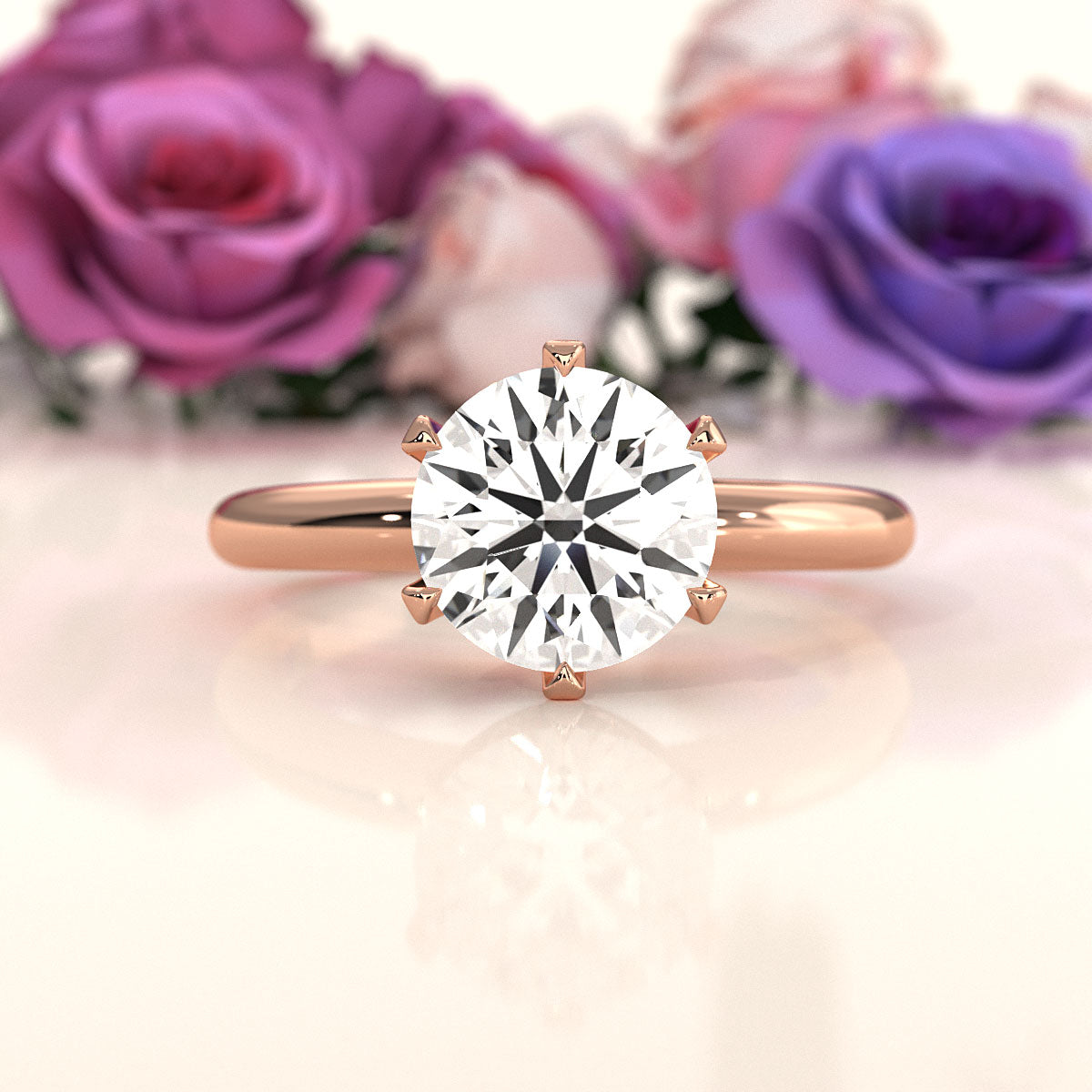 4g Lab Grown Round Diamond Engagement Solitaire 6 Prong Ring Setting IGI Certified 1.00 Ctw.