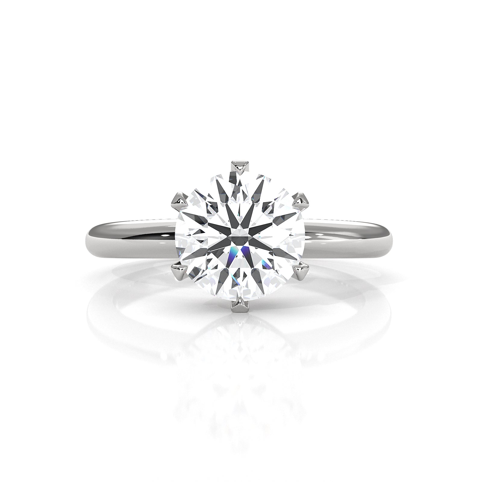 4g Lab Grown Round Diamond Engagement Solitaire 6 Prong Ring Setting IGI Certified 1.00 Ctw.
