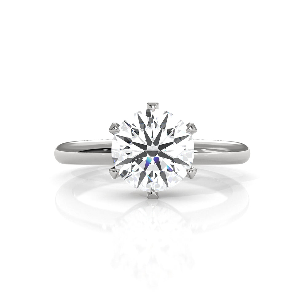 4g Lab Grown Round Diamond Engagement Solitaire 6 Prong Ring Setting IGI Certified 1.00 Ctw.