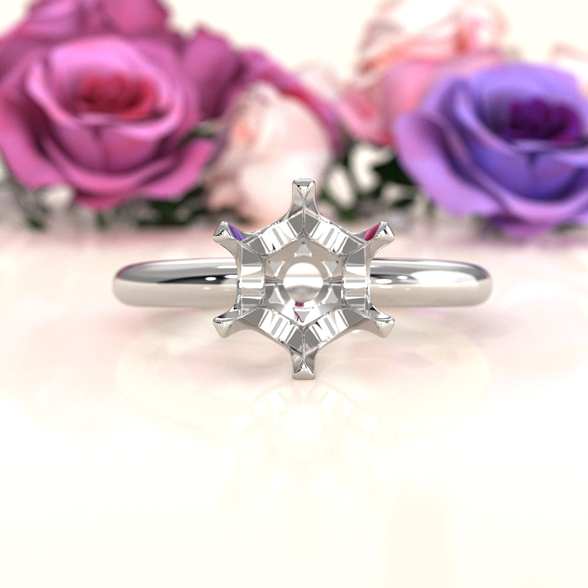 4g Six Prong Set Semi Mount Engagement Solitaire Ring Setting