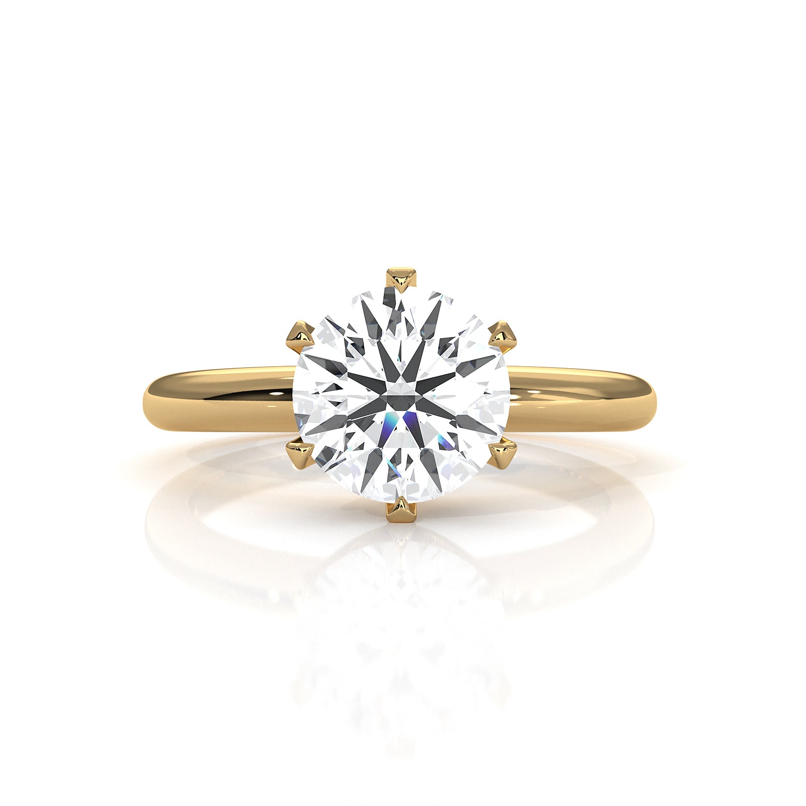 4g Lab Grown Round Diamond Engagement Solitaire 6 Prong Ring Setting IGI Certified 1.00 Ctw.