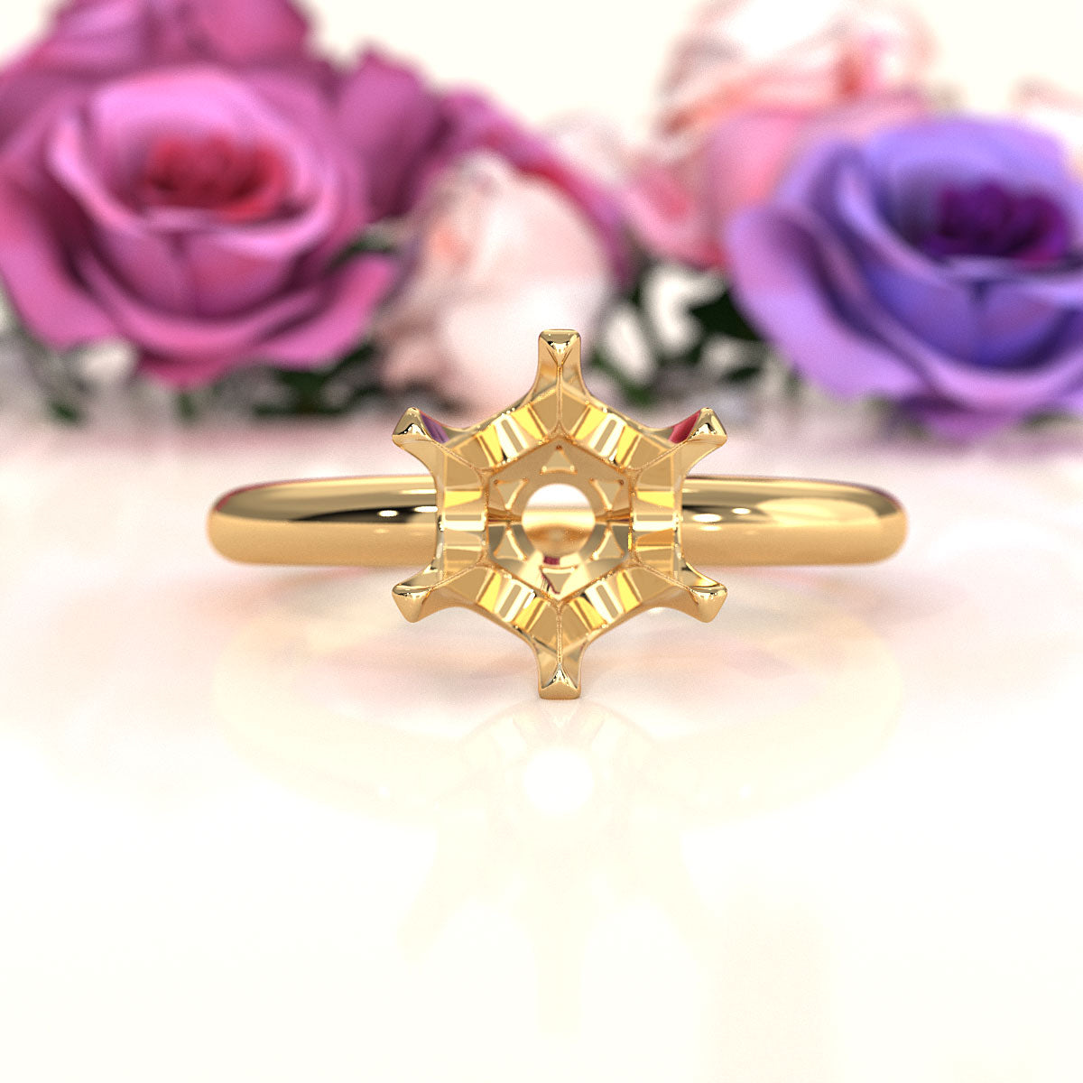 4g Six Prong Set Semi Mount Engagement Solitaire Ring Setting