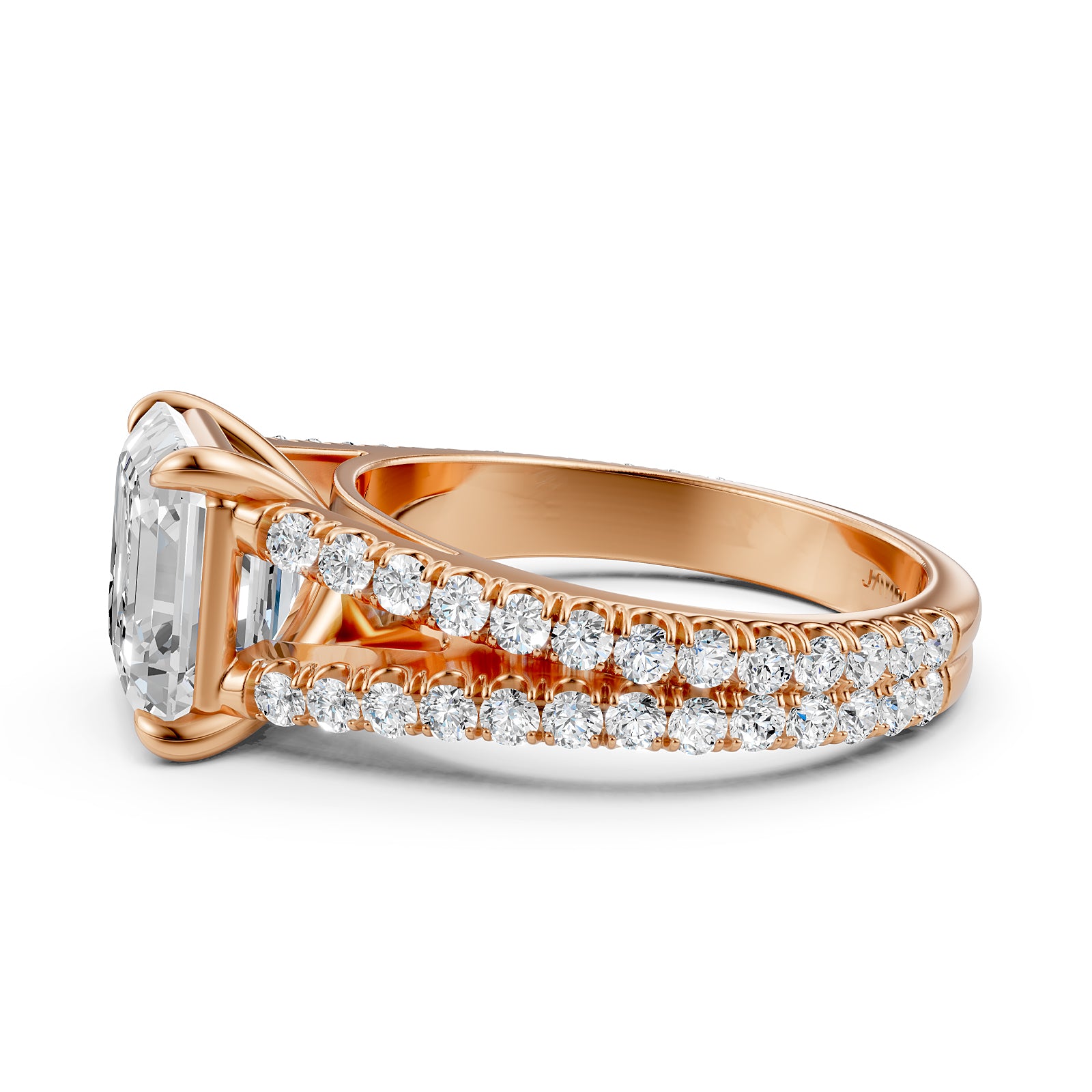 Split Shank Lab Grown Diamond Engagement Ring French Pave Set IGI Certified 3.70 Ctw.