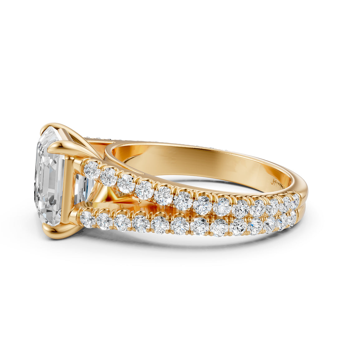 Split Shank Lab Grown Diamond Engagement Ring French Pave Set IGI Certified 3.70 Ctw.