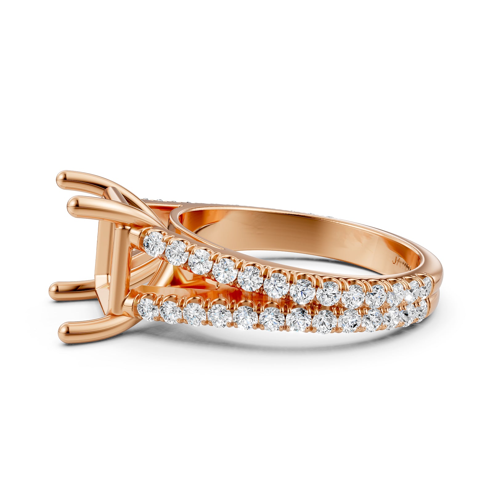 Split Shank Lab Grown Diamond Engagement Semi Mount Ring French Pave Set 0.70 Ct.