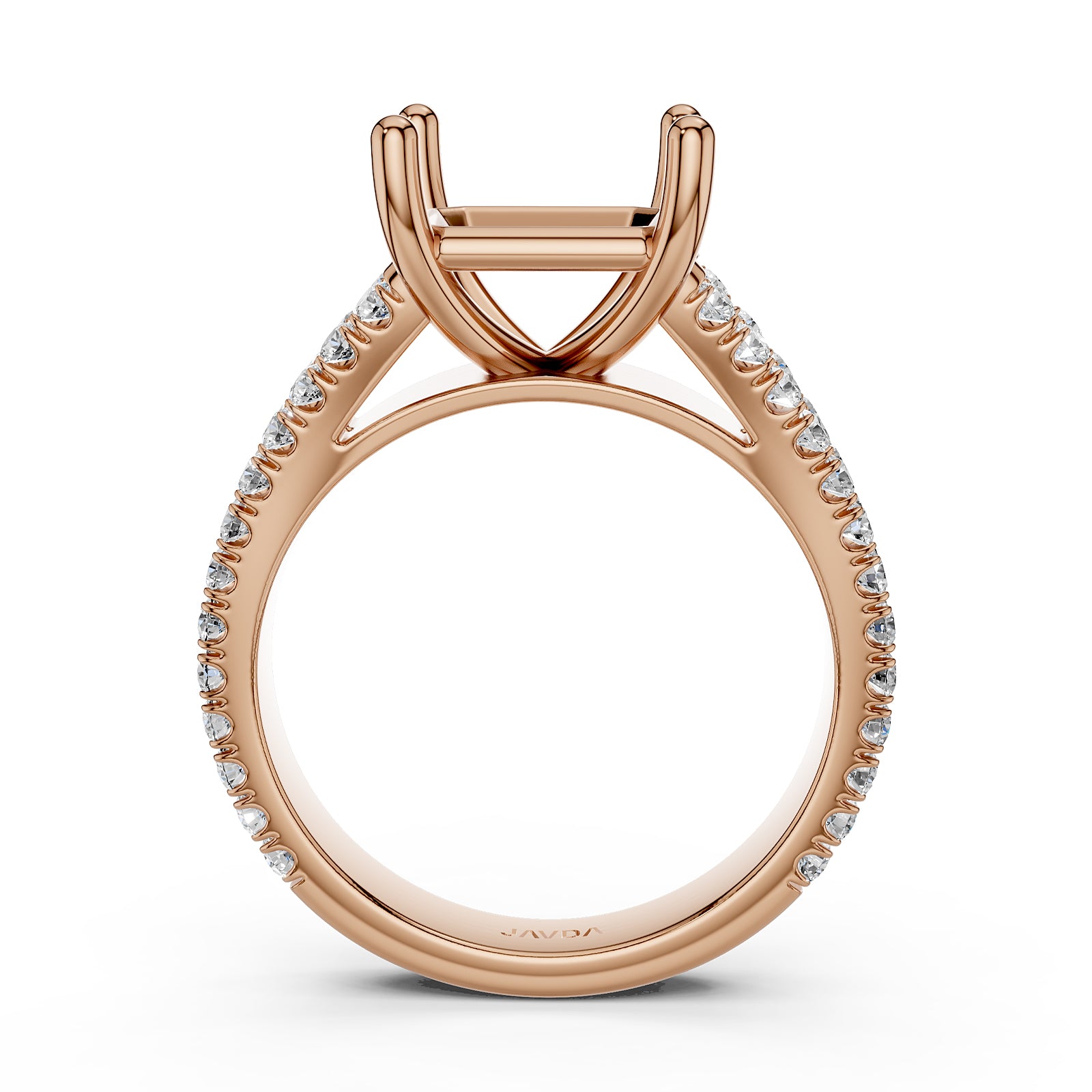 Split Shank Lab Grown Diamond Engagement Semi Mount Ring French Pave Set 0.70 Ct.