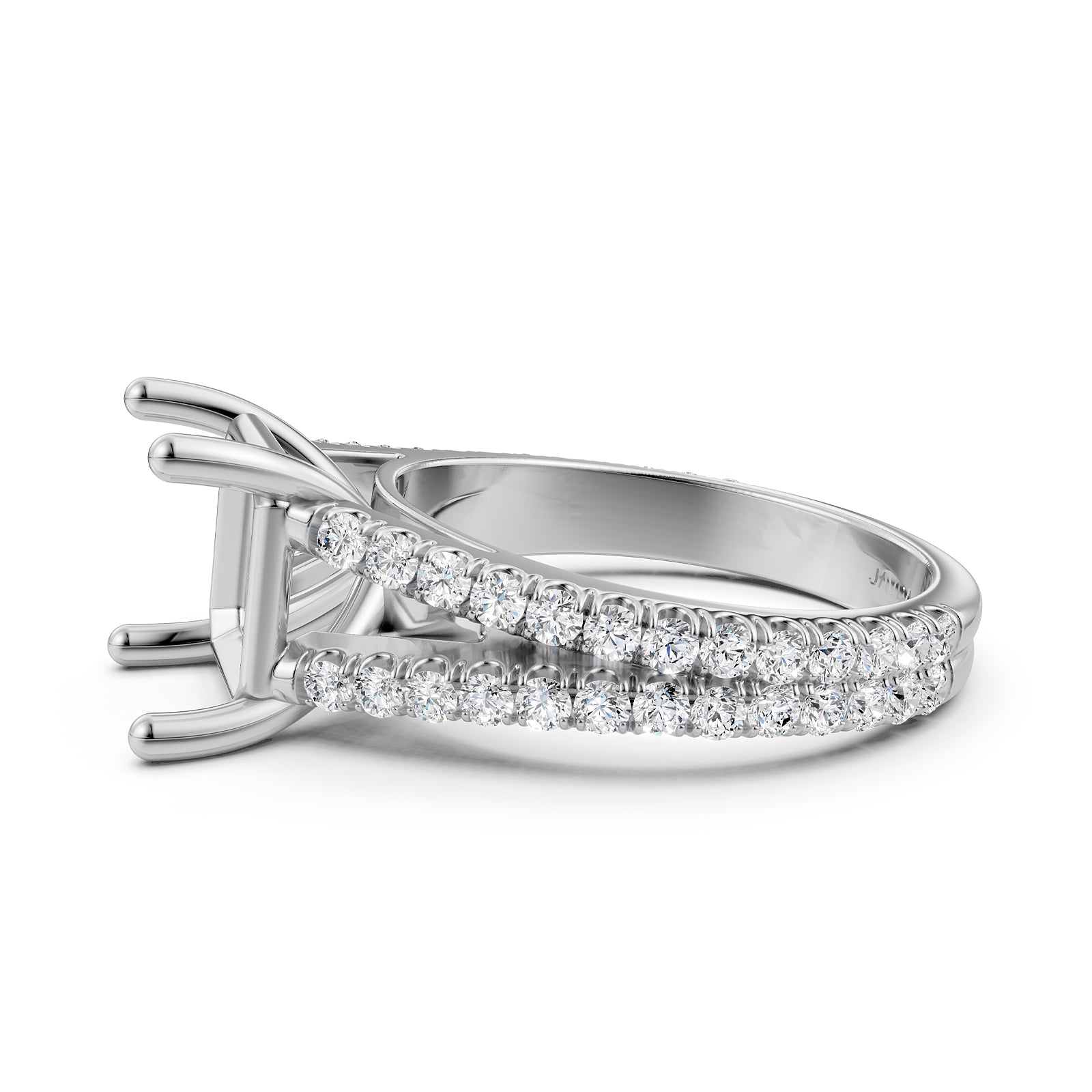 Split Shank Lab Grown Diamond Engagement Semi Mount Ring French Pave Set 0.70 Ct.