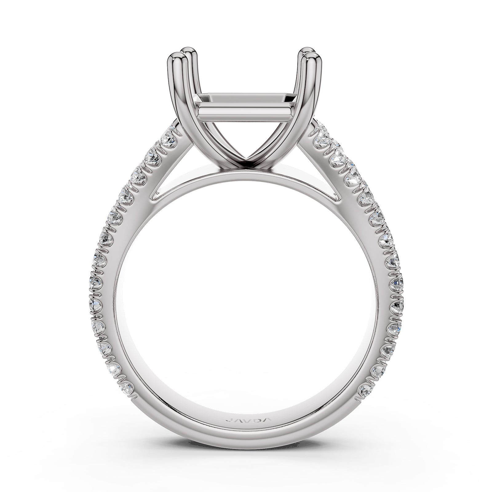 Split Shank Lab Grown Diamond Engagement Semi Mount Ring French Pave Set 0.70 Ct.