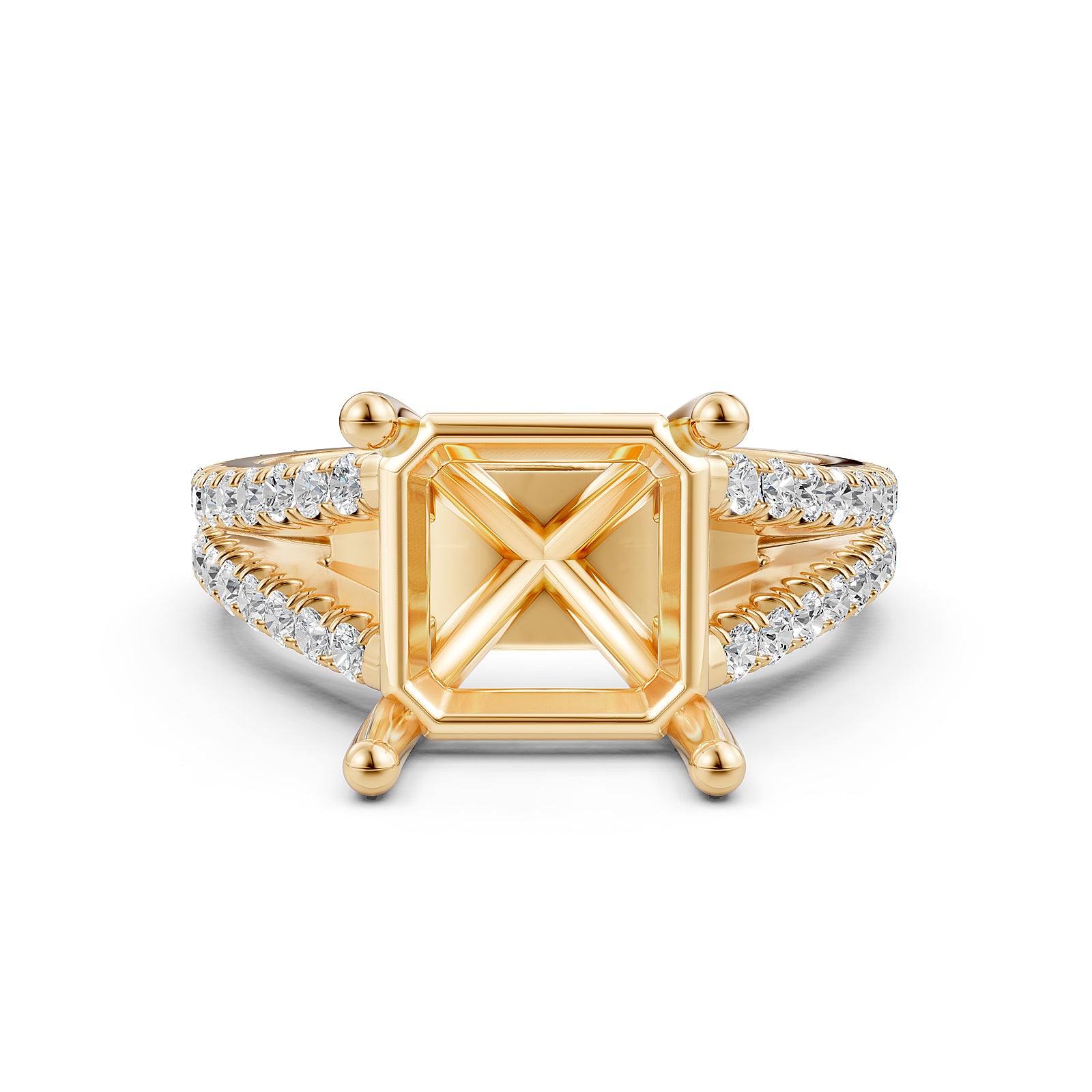 Split Shank Lab Grown Diamond Engagement Semi Mount Ring French Pave Set 0.70 Ct.