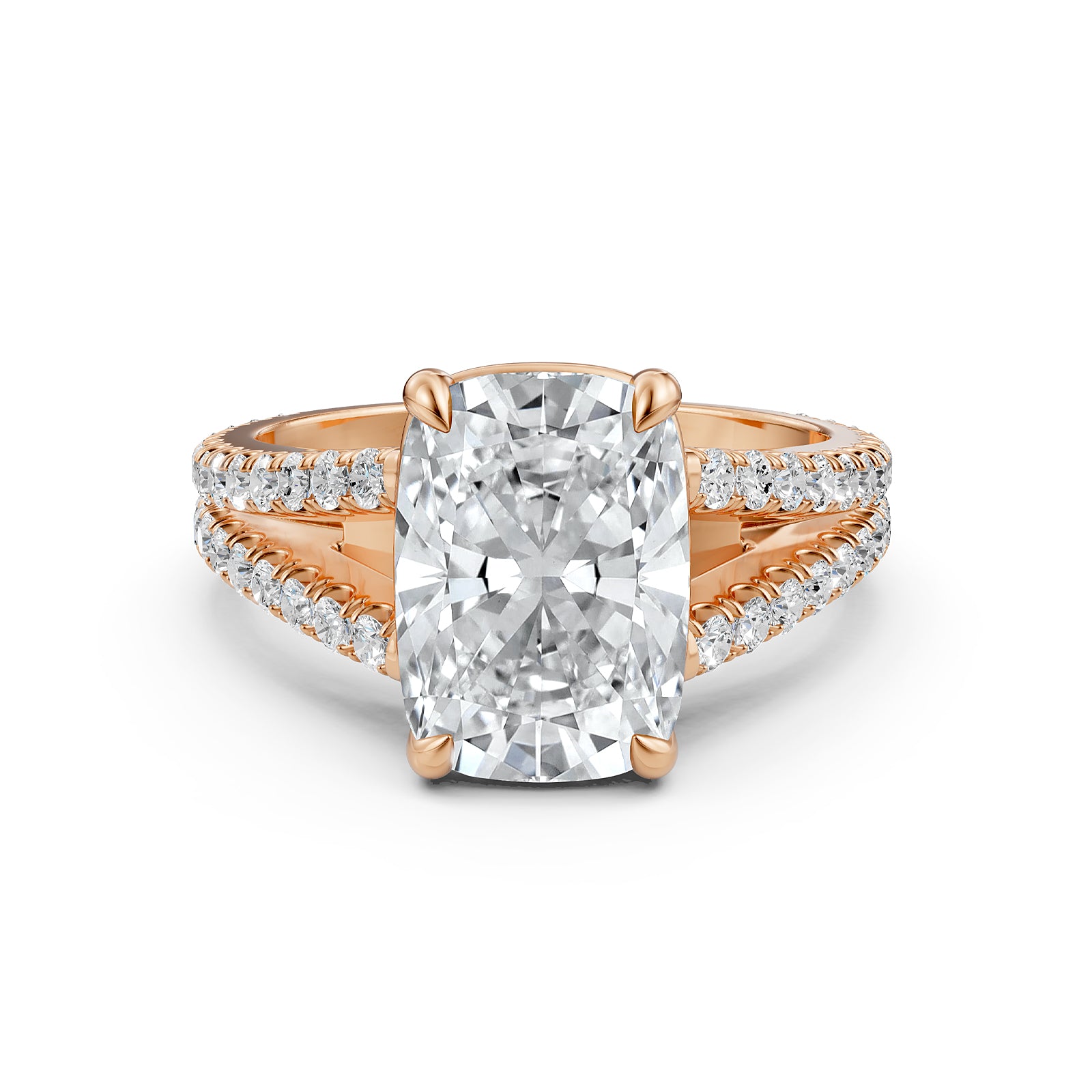 Split Shank Lab Grown Diamond Engagement Ring French Pave Set IGI Certified 3.70 Ctw.