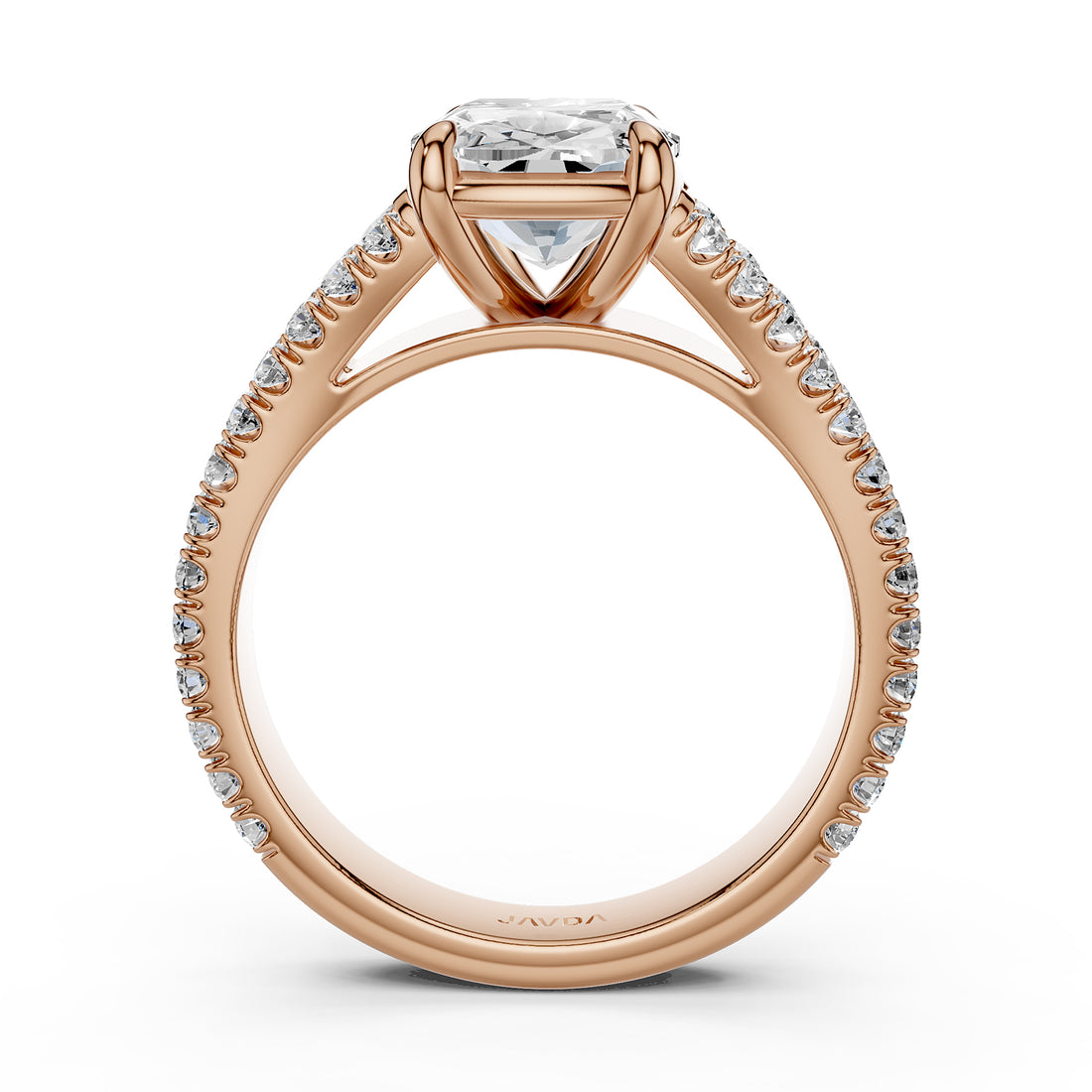 Split Shank Cushion Lab Grown Diamond Engagement French U Cut Pave Set Ring