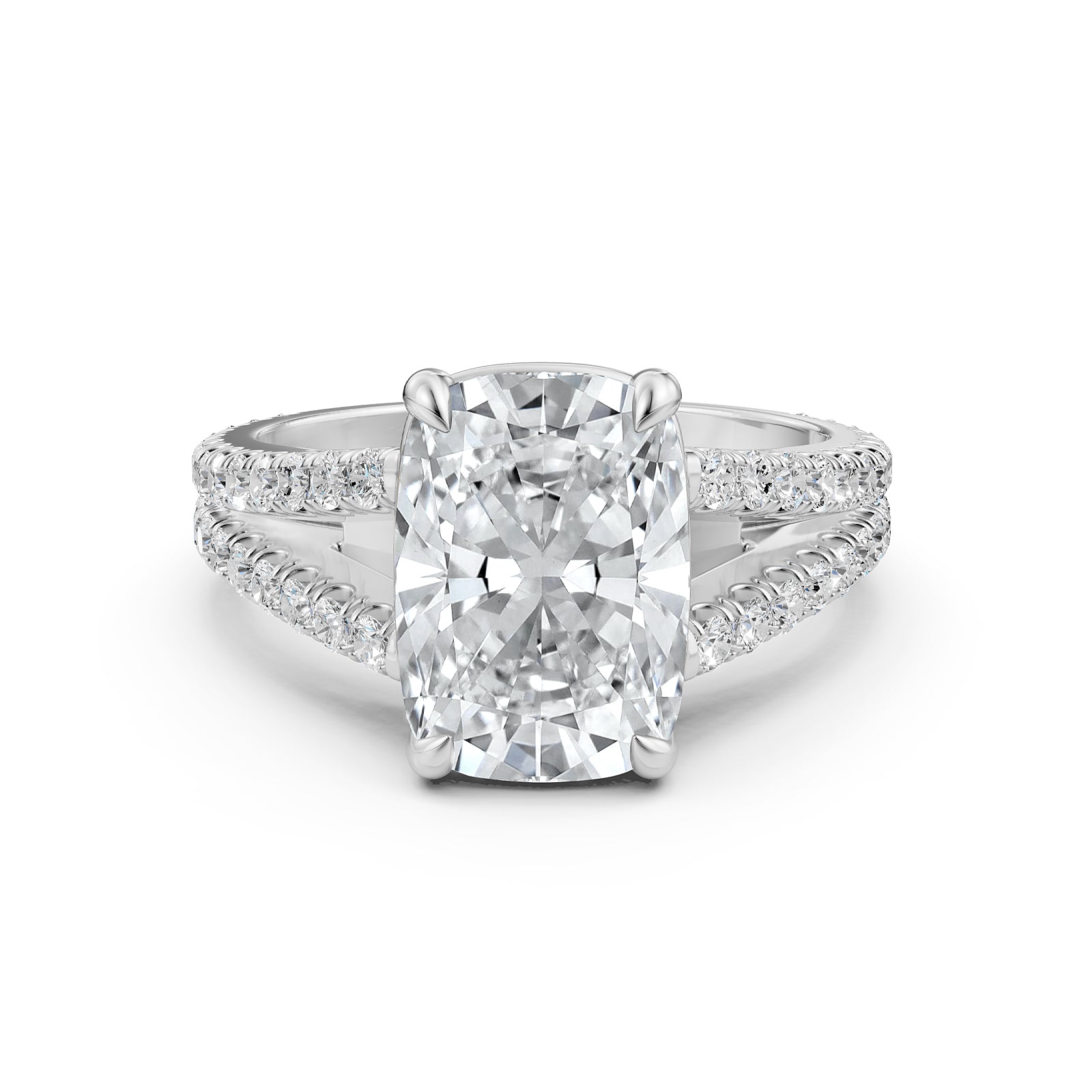 Split Shank Lab Grown Diamond Engagement Ring French Pave Set IGI Certified 3.70 Ctw.