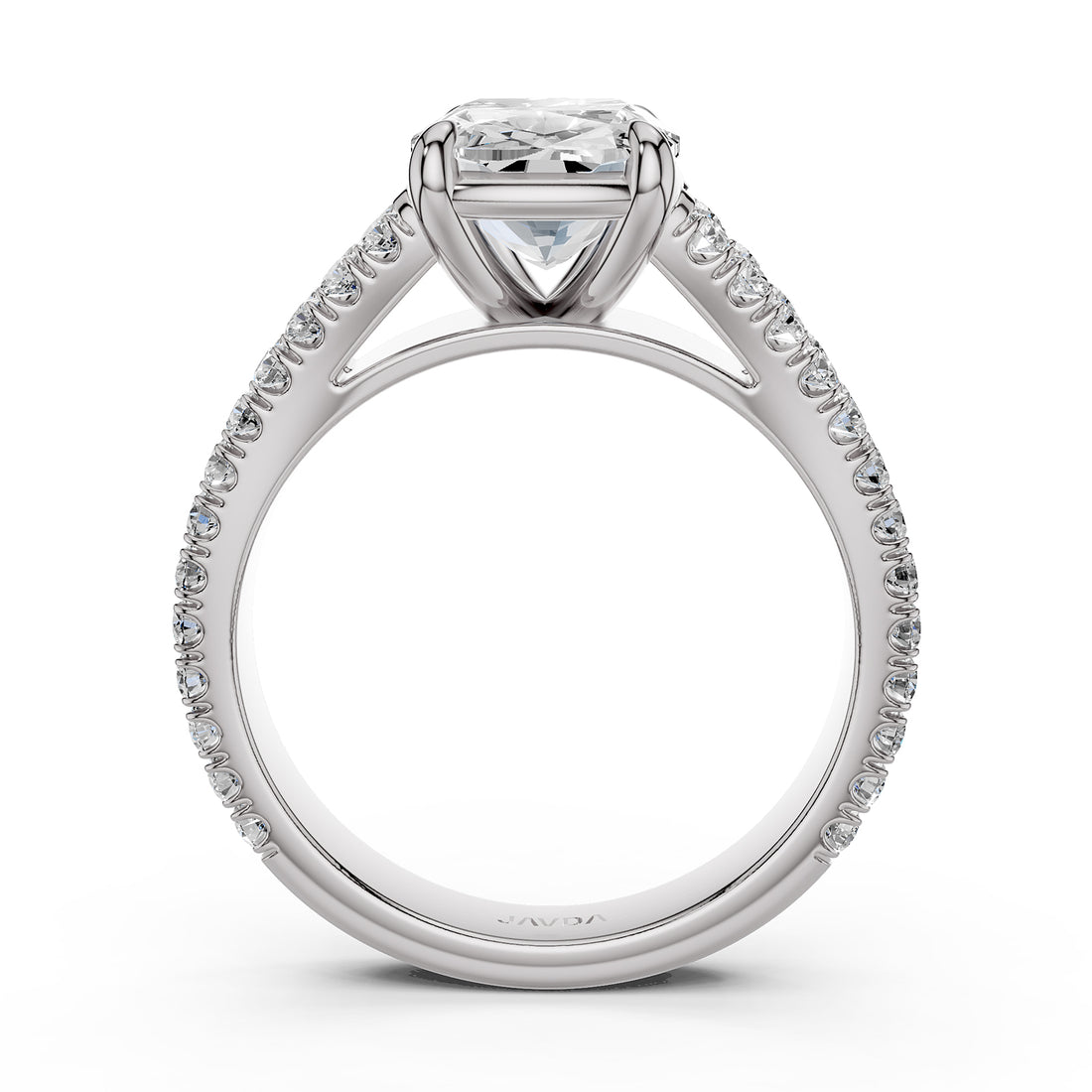 Split Shank Cushion Lab Grown Diamond Engagement French U Cut Pave Set Ring