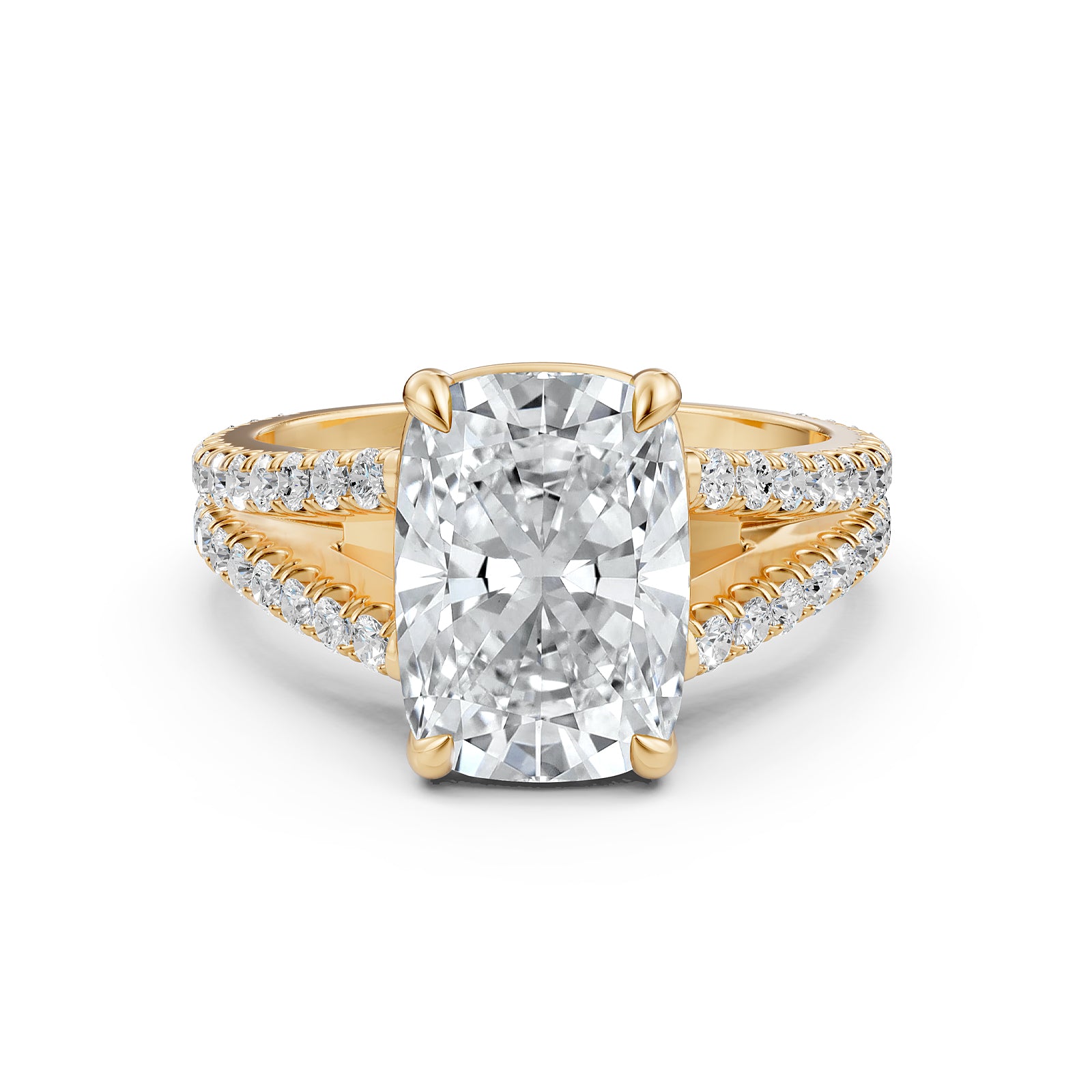 Split Shank Lab Grown Diamond Engagement Ring French Pave Set IGI Certified 3.70 Ctw.