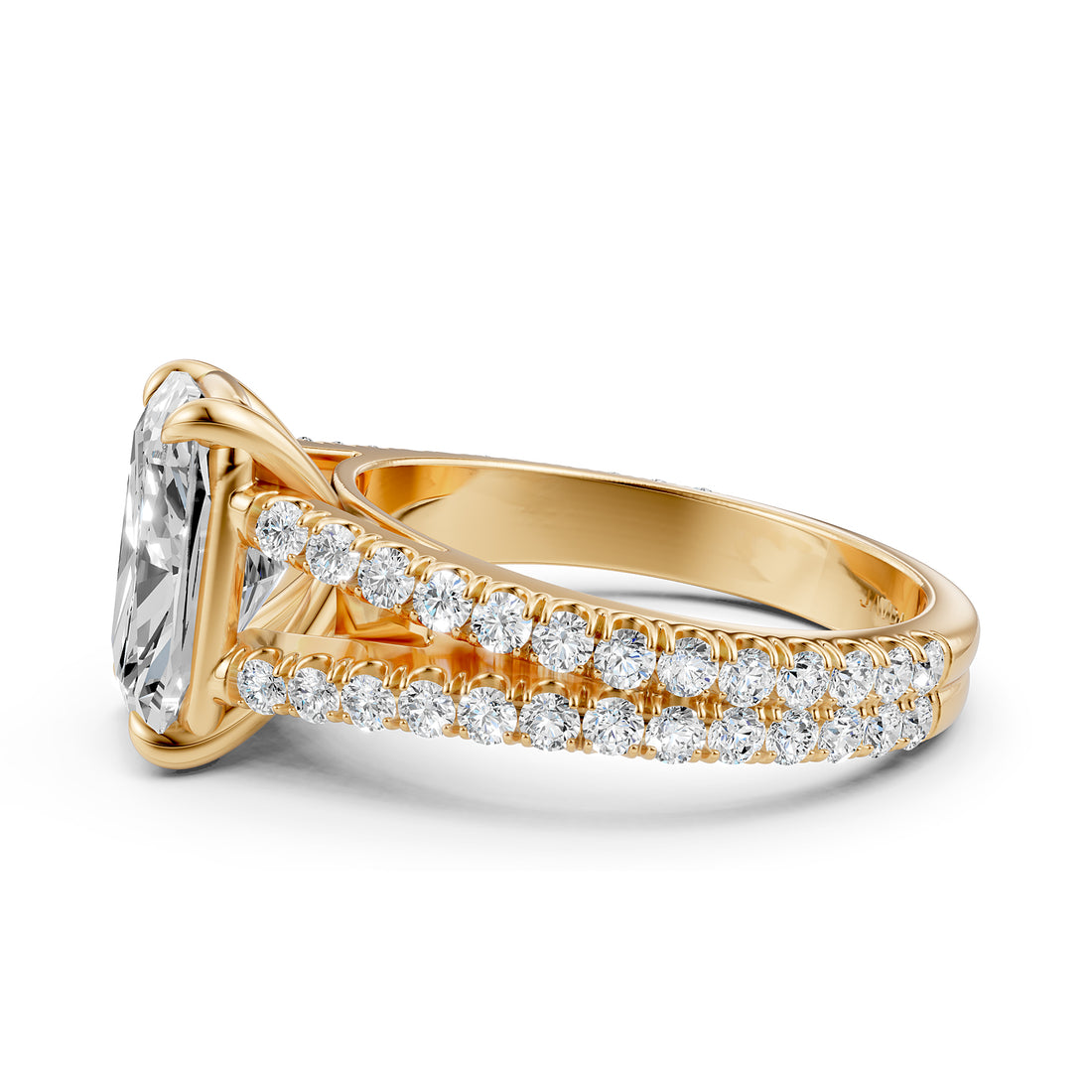 Split Shank Lab Grown Diamond Engagement Ring French Pave Set IGI Certified 3.70 Ctw.