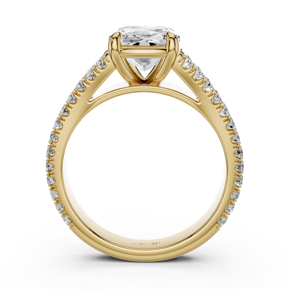 Split Shank Cushion Lab Grown Diamond Engagement French U Cut Pave Set Ring