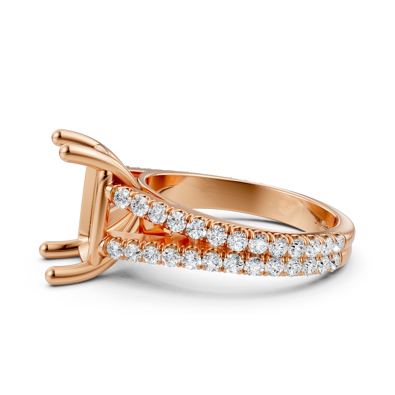 Split Shank Lab Grown Diamond Engagement Semi Mount Ring French Pave Set 0.70 Ct.