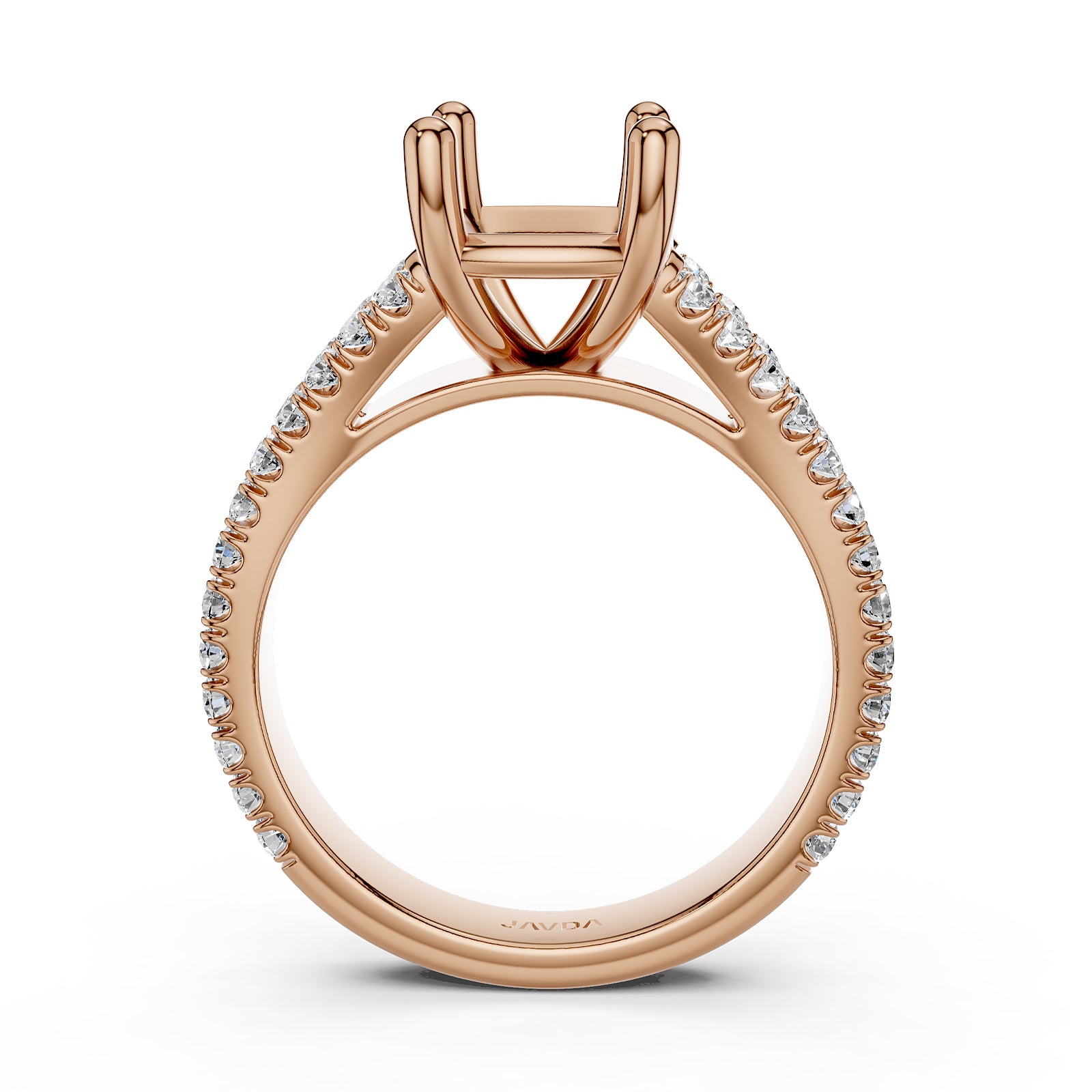 Split Shank Lab Grown Diamond Engagement Semi Mount Ring French Pave Set 0.70 Ct.