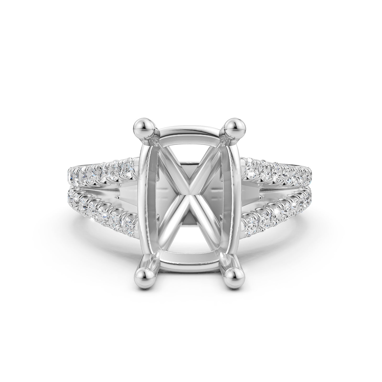 Split Shank Lab Grown Diamond Engagement Semi Mount Ring French Pave Set 0.70 Ct.