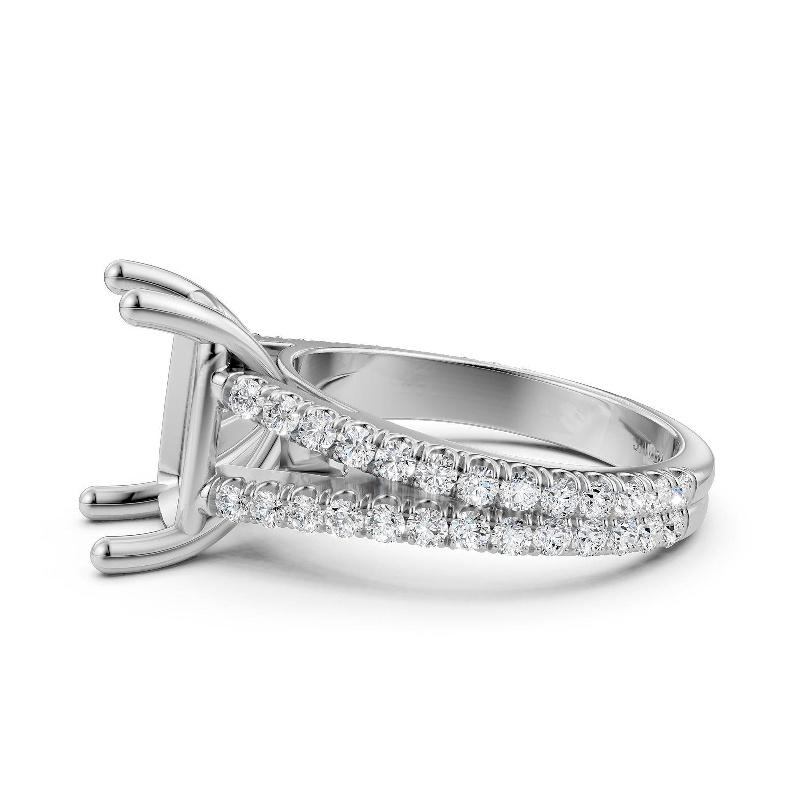 Split Shank Lab Grown Diamond Engagement Semi Mount Ring French Pave Set 0.70 Ct.