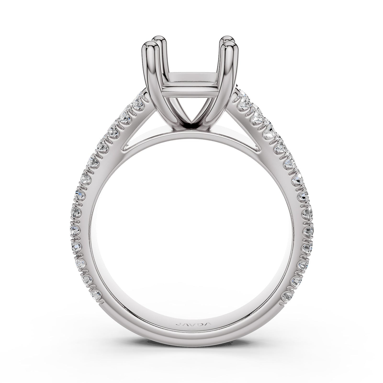 Split Shank Lab Grown Diamond Engagement Semi Mount Ring French Pave Set 0.70 Ct.