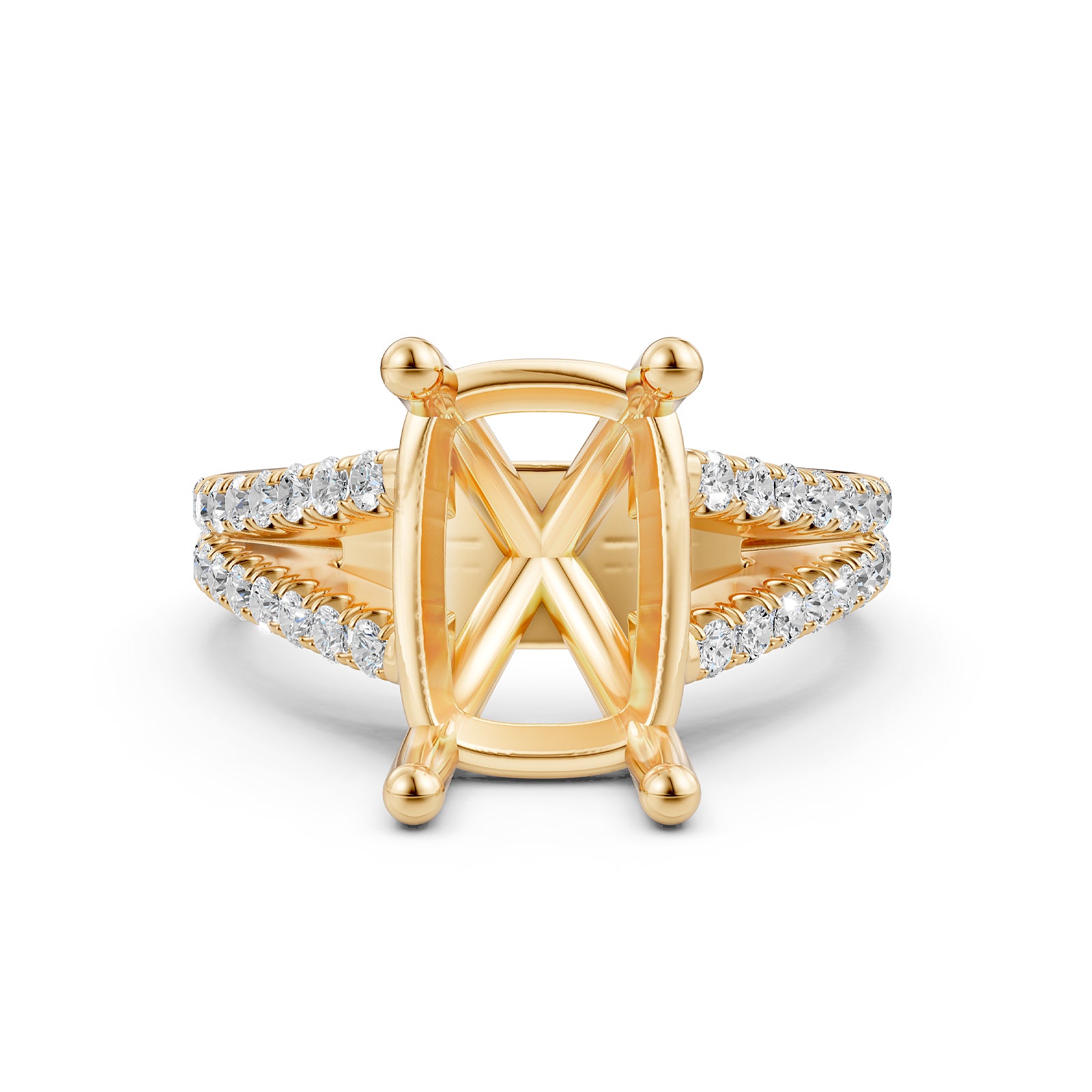 Split Shank Lab Grown Diamond Engagement Semi Mount Ring French Pave Set 0.70 Ct.