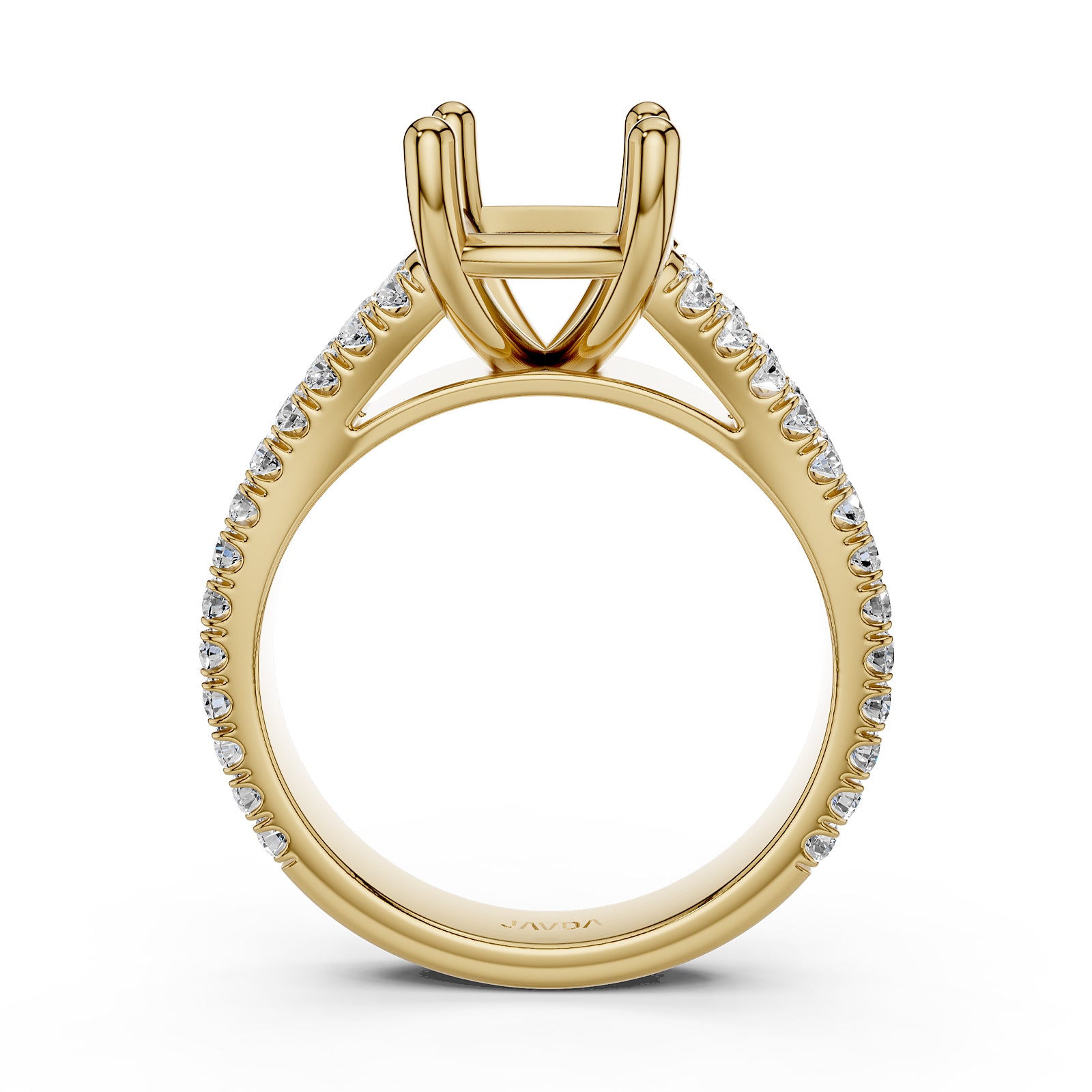 Split Shank Lab Grown Diamond Engagement Semi Mount Ring French Pave Set 0.70 Ct.