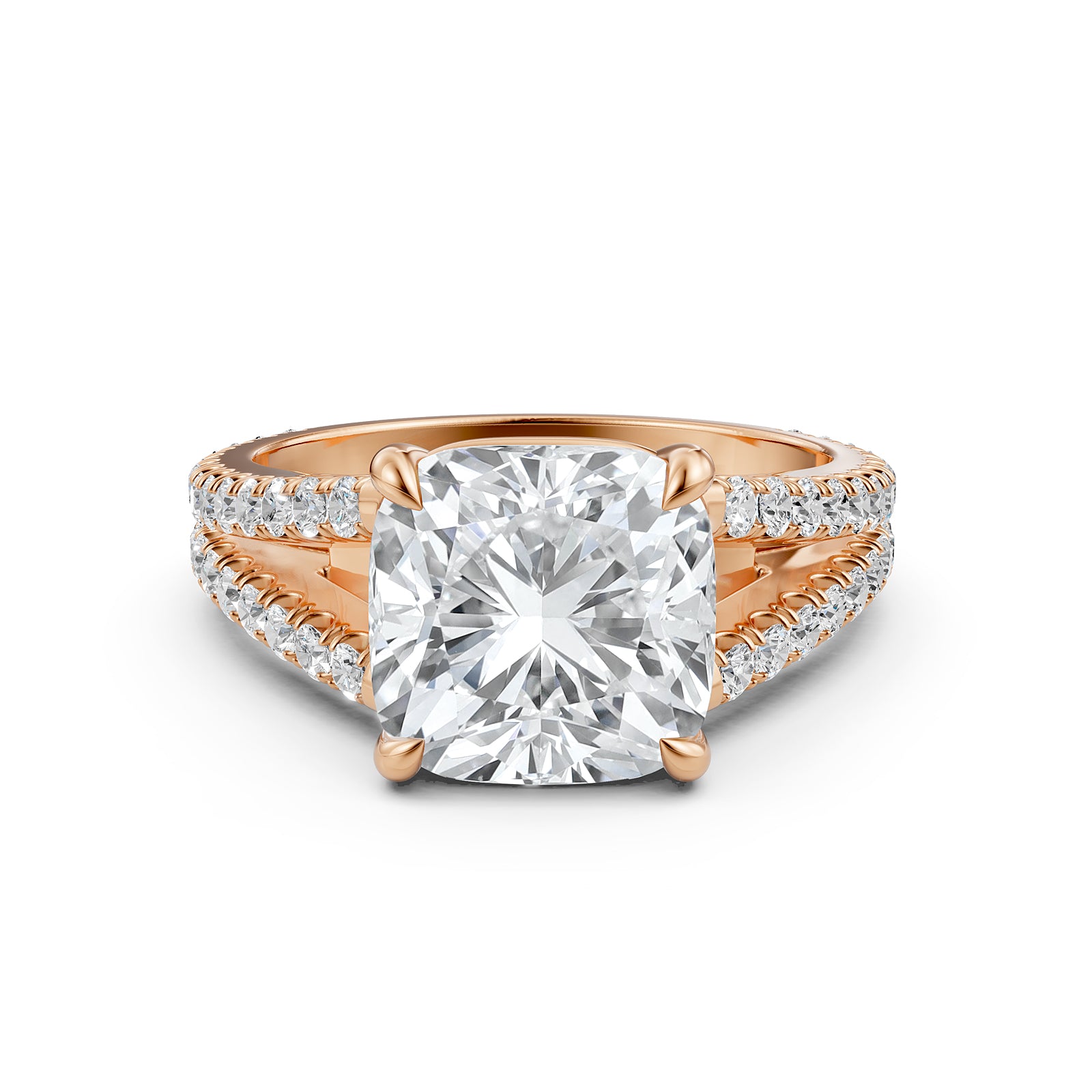 Split Shank Lab Grown Diamond Engagement Ring French Pave Set IGI Certified 3.70 Ctw.