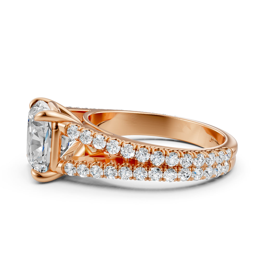Split Shank Lab Grown Diamond Engagement Ring French Pave Set IGI Certified 3.70 Ctw.