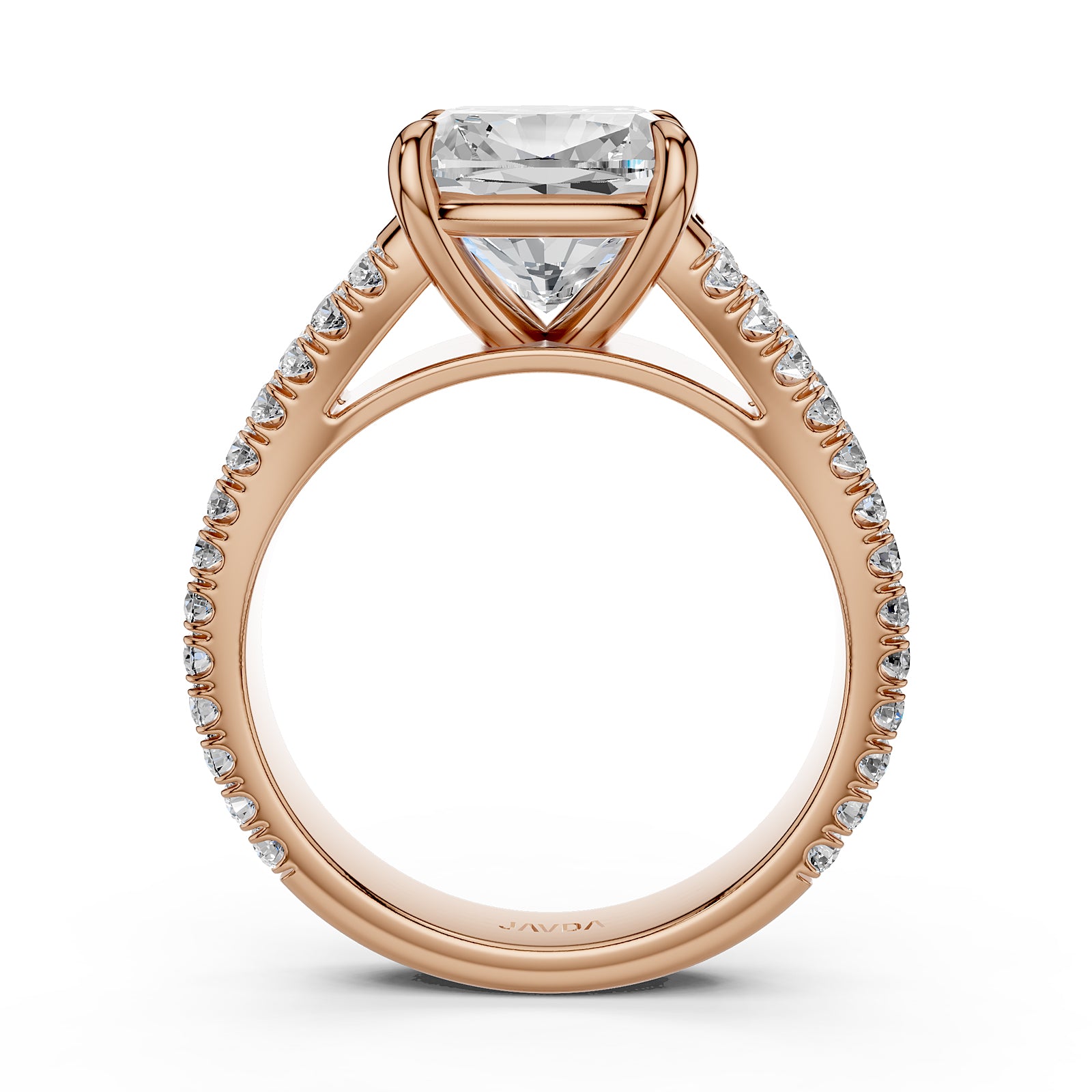 Split Shank Lab Grown Diamond Engagement Ring French Pave Set IGI Certified 3.70 Ctw.