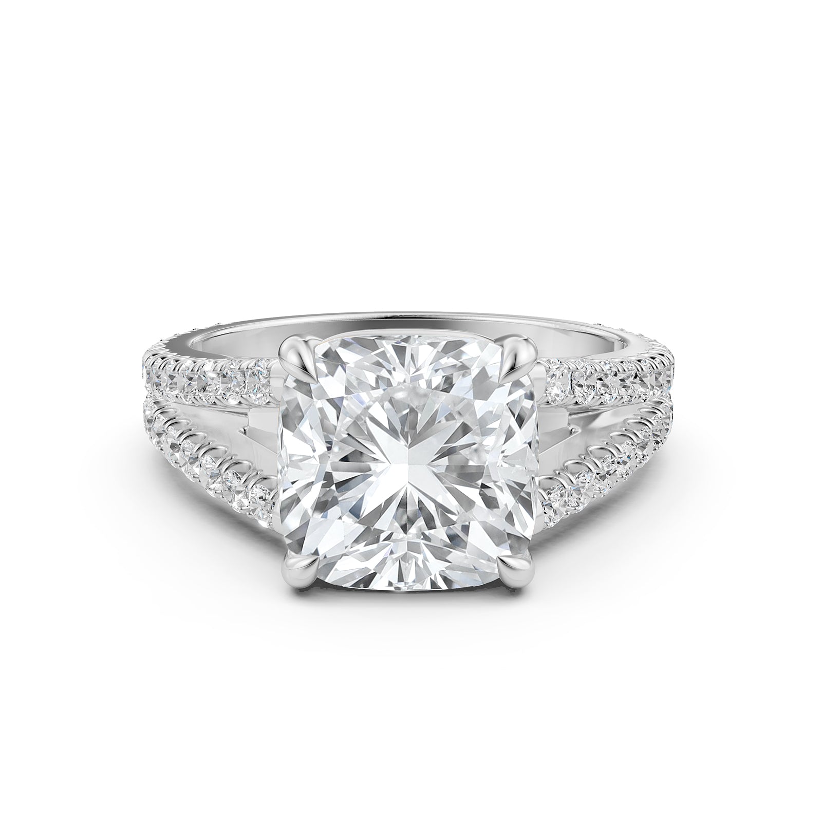 Split Shank Lab Grown Diamond Engagement Ring French Pave Set IGI Certified 3.70 Ctw.