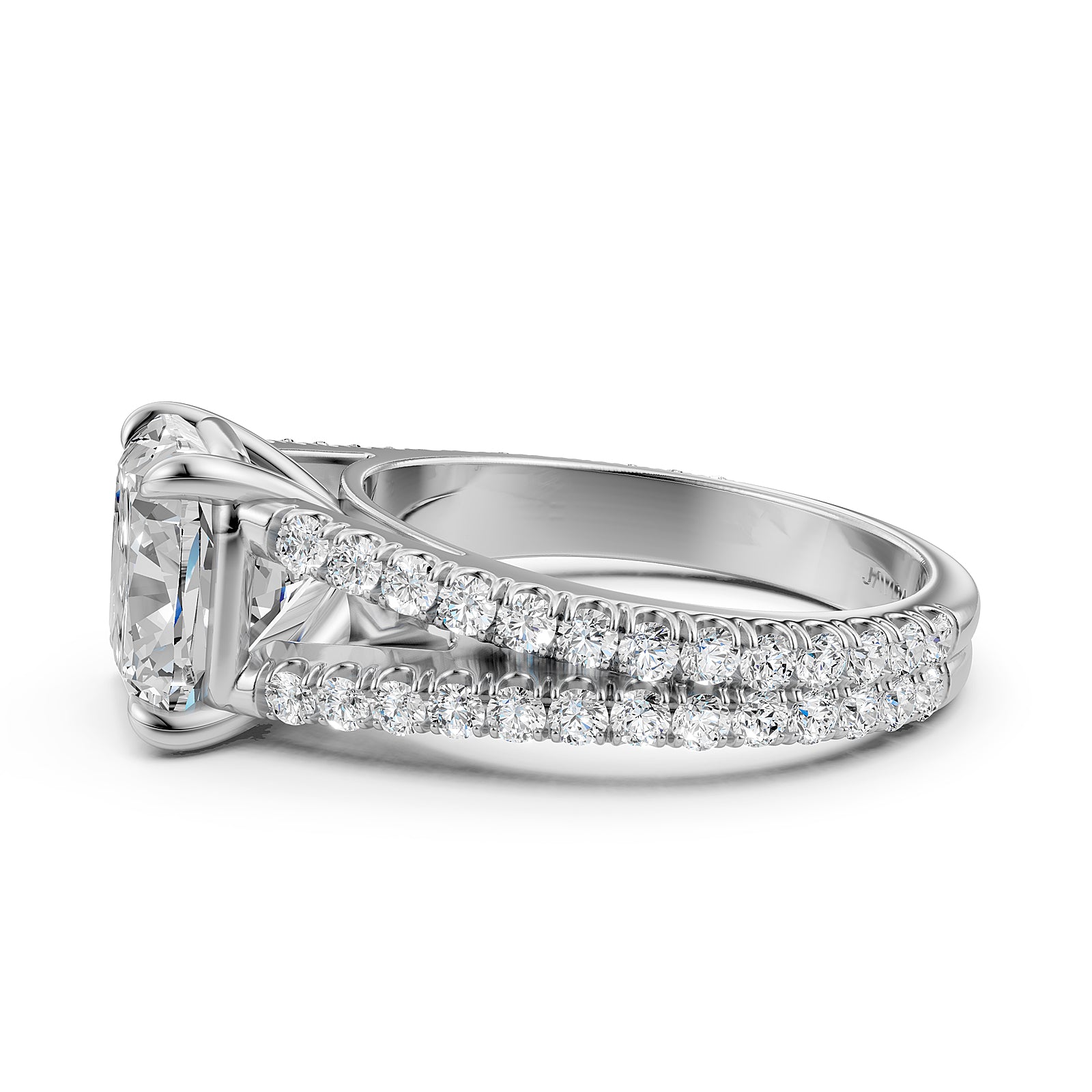 Split Shank Lab Grown Diamond Engagement Ring French Pave Set IGI Certified 3.70 Ctw.