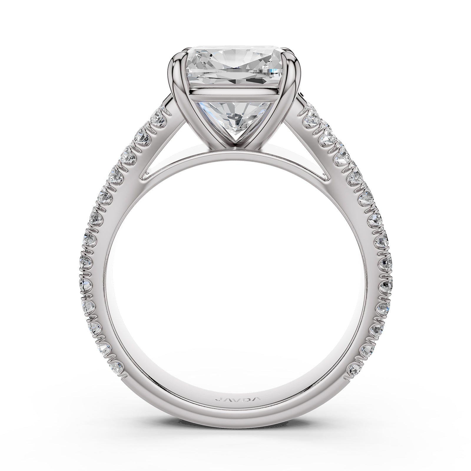 Split Shank Lab Grown Diamond Engagement Ring French Pave Set IGI Certified 3.70 Ctw.